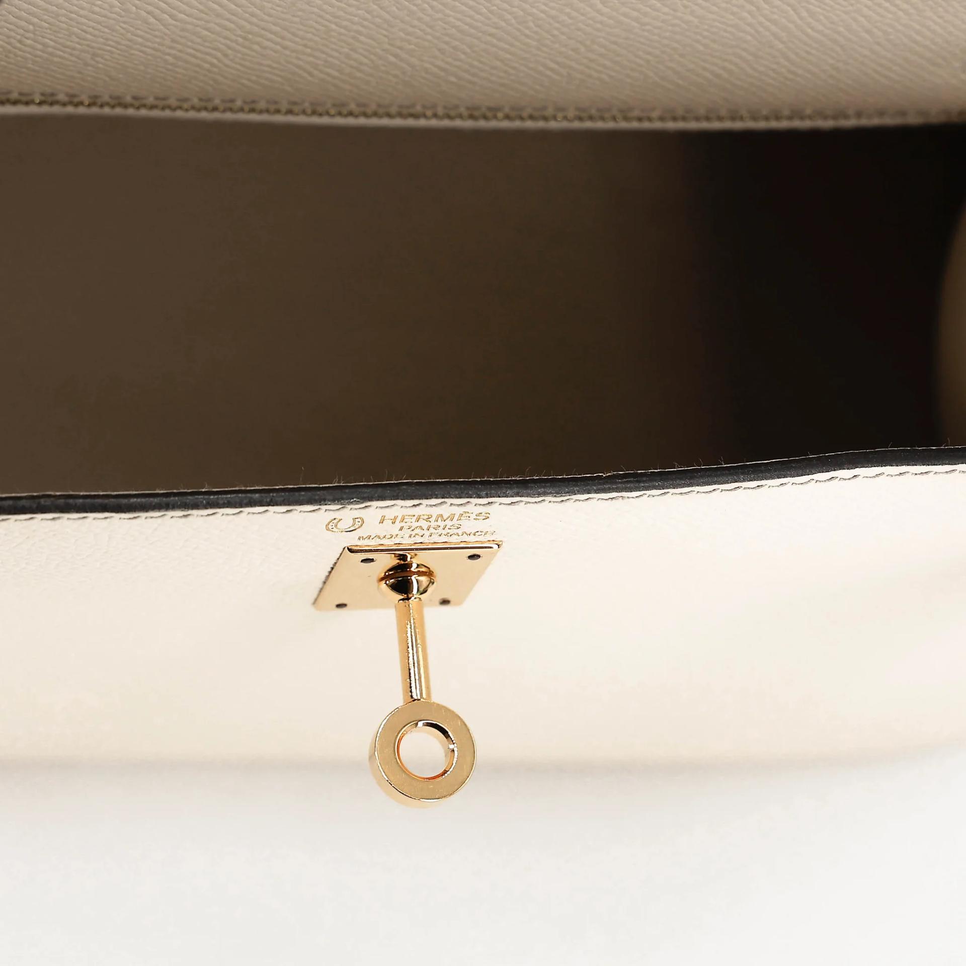 A美品 HERMÈS 愛馬仕 馬蹄印定制 Kelly 25 外縫 HSS 10 奶昔白 Craie M8 銀河灰 Gris Asphalte Epsom牛皮 金扣 U刻 2022年 - 21