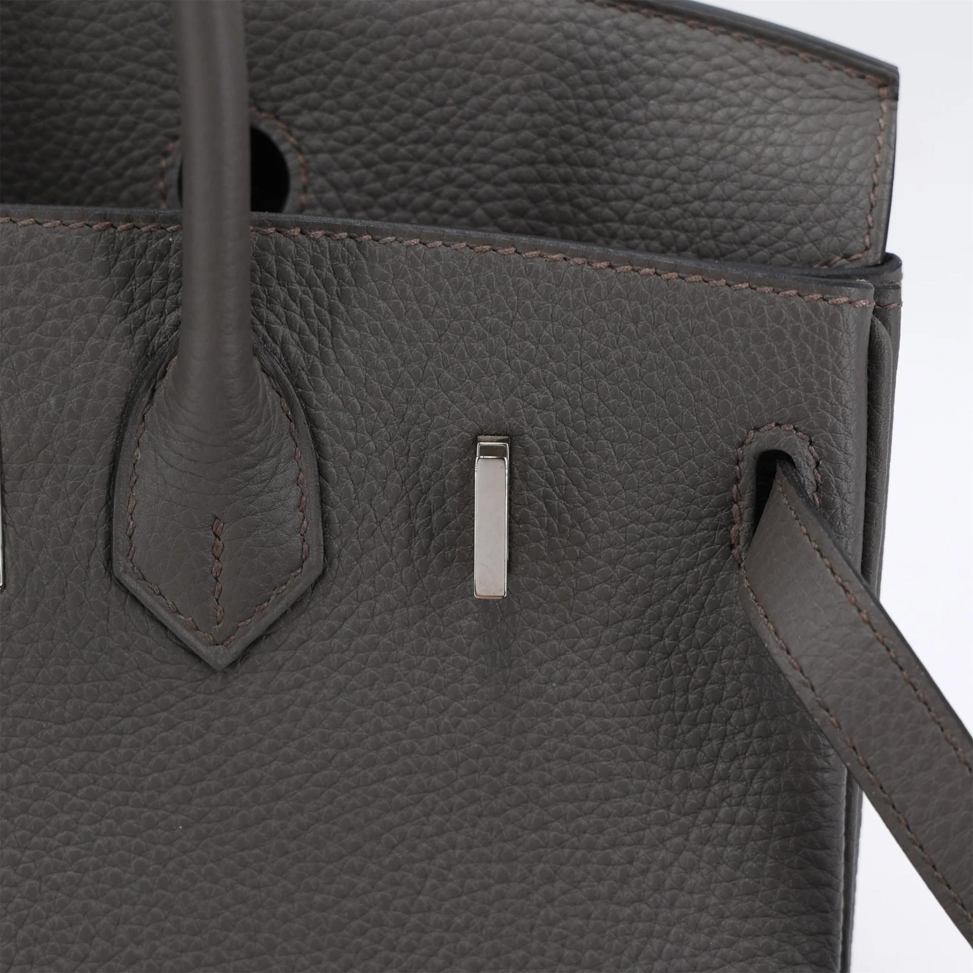Very Good ( Rank A) HERMÈS Birkin 25 Etain (8F) Togo Palladium hardware D (2019) - 12