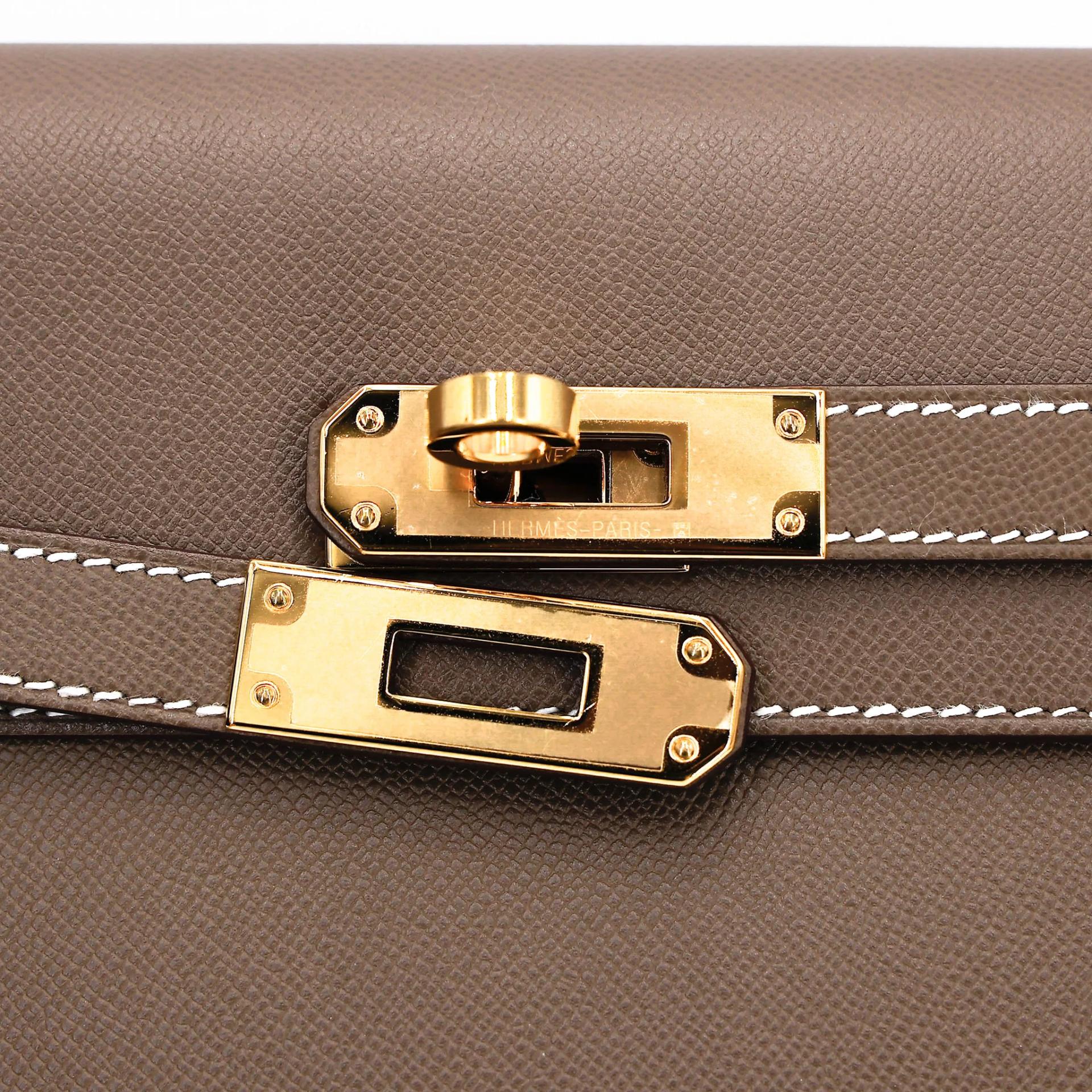 SA超美品 HERMÈS 愛馬仕 Kelly Elan 18 大象灰 Etoupe Madame皮 金扣 B刻 2023年 - 8