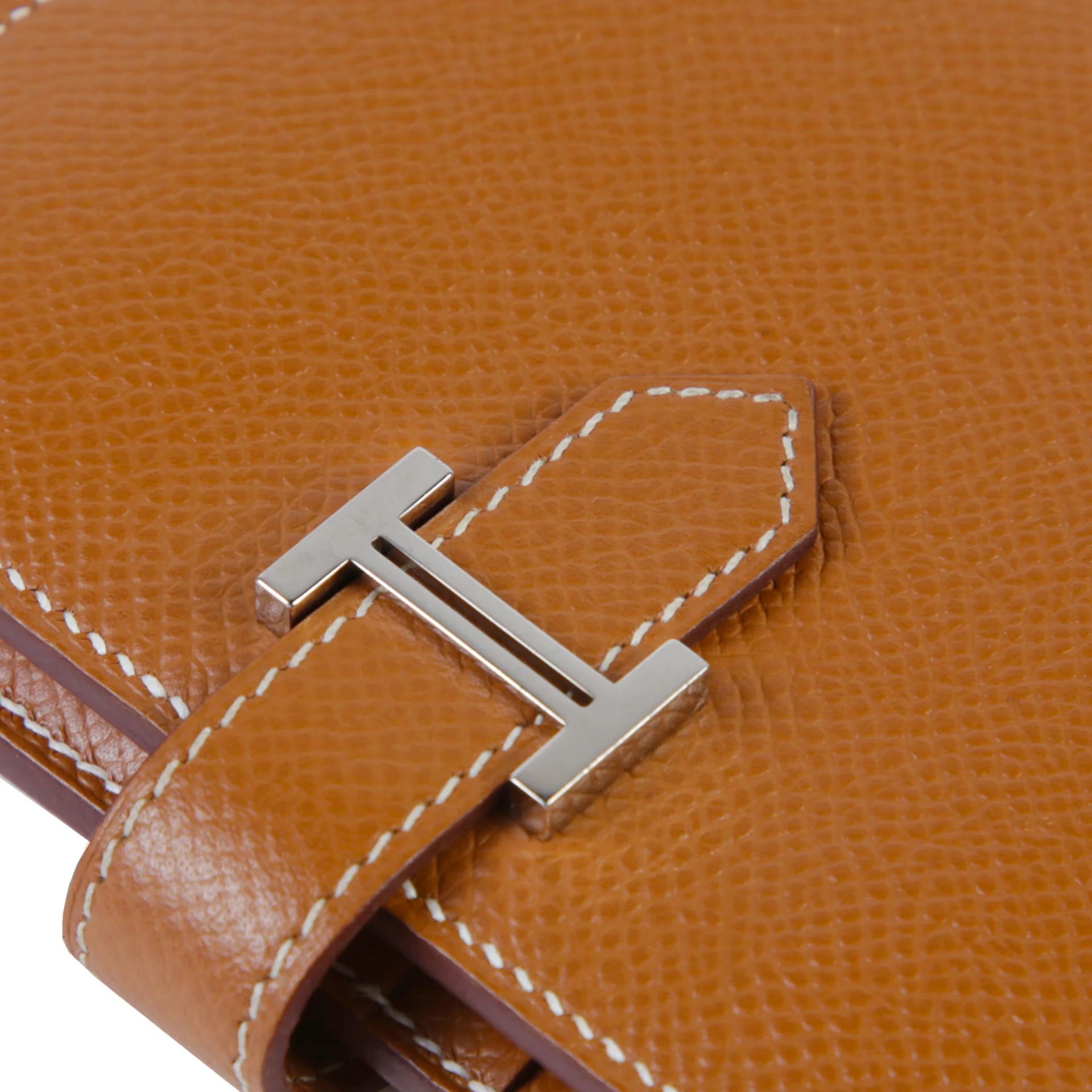 Very Good ( Rank A) HERMÈS Bearn Compact wallet Gold (37) Epsom Palladium hardware W (2024) - 7