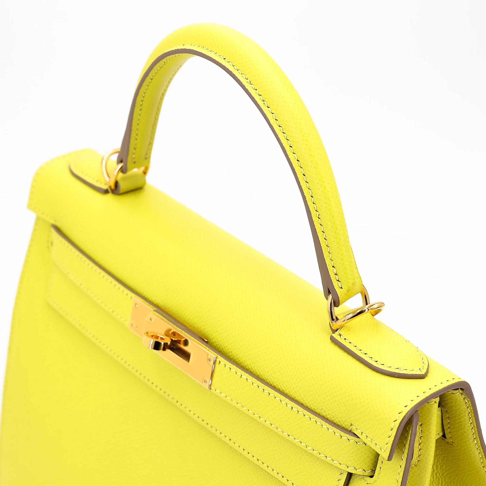 SA超美品 HERMÈS 愛馬仕 Kelly 28 外縫 9R 檸檬黃 Lime Epsom牛皮 金扣 D刻 2019年 - 3