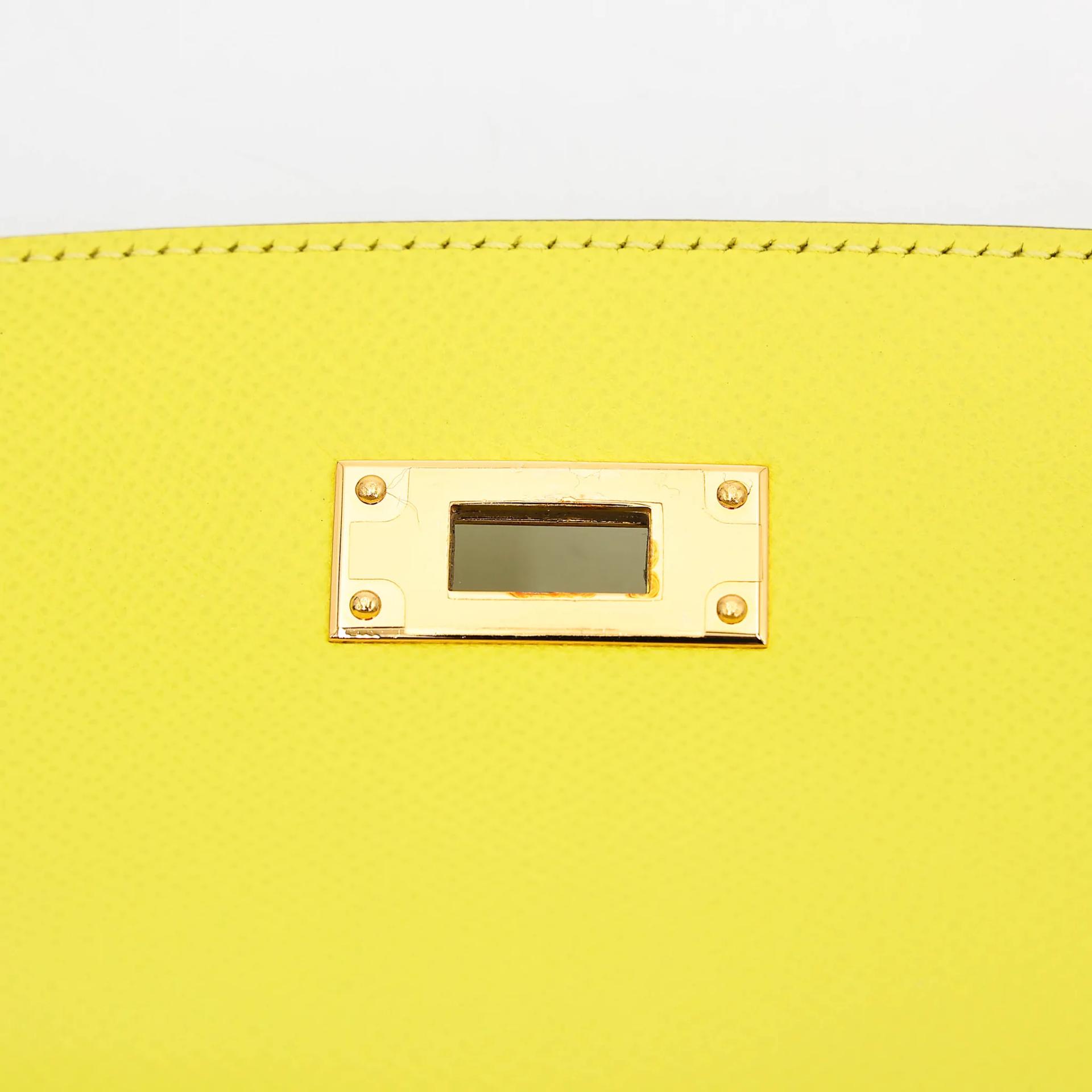 SA超美品 HERMÈS 愛馬仕 Kelly 28 外縫 9R 檸檬黃 Lime Epsom牛皮 金扣 D刻 2019年 - 11