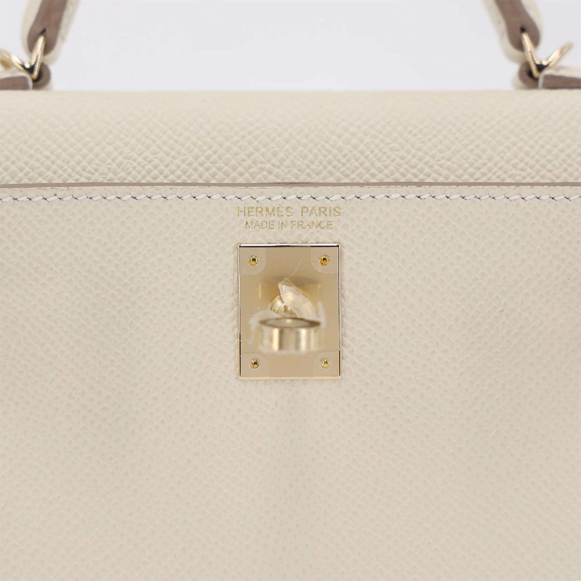 未使用保存品 HERMÈS 愛馬仕 Mini Kelly 二代 10 奶昔白 Craie Epsom牛皮 香檳金扣 W刻 2024年 - 10
