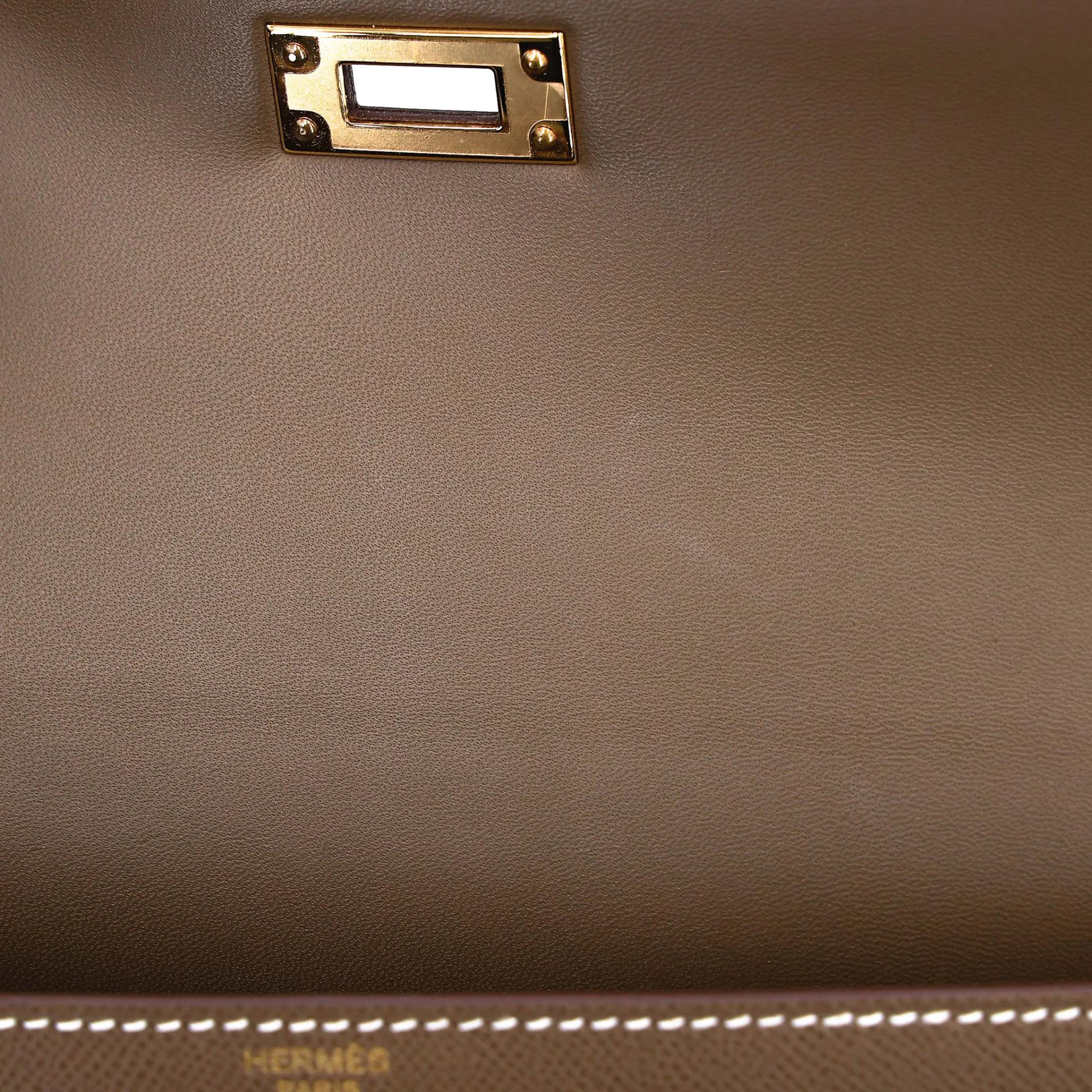 SA超美品 HERMÈS 愛馬仕 Kelly Elan 18 大象灰 Etoupe Madame皮 金扣 B刻 2023年 - 13