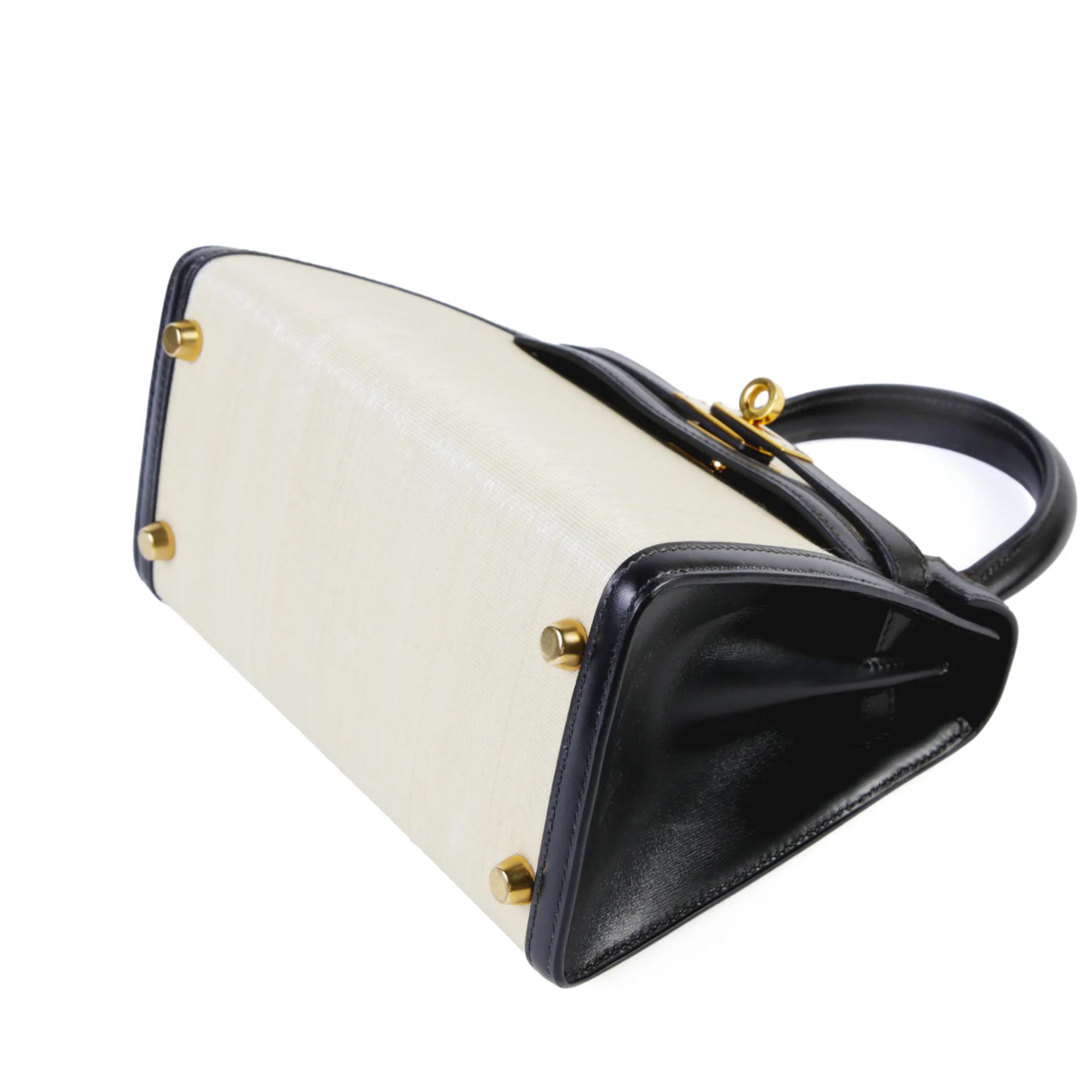 中古B HERMÈS 愛馬仕 Mini Kelly 20 米色 Beige Crinoline 馬毛編織 金扣 〇W刻 1993年 - 5