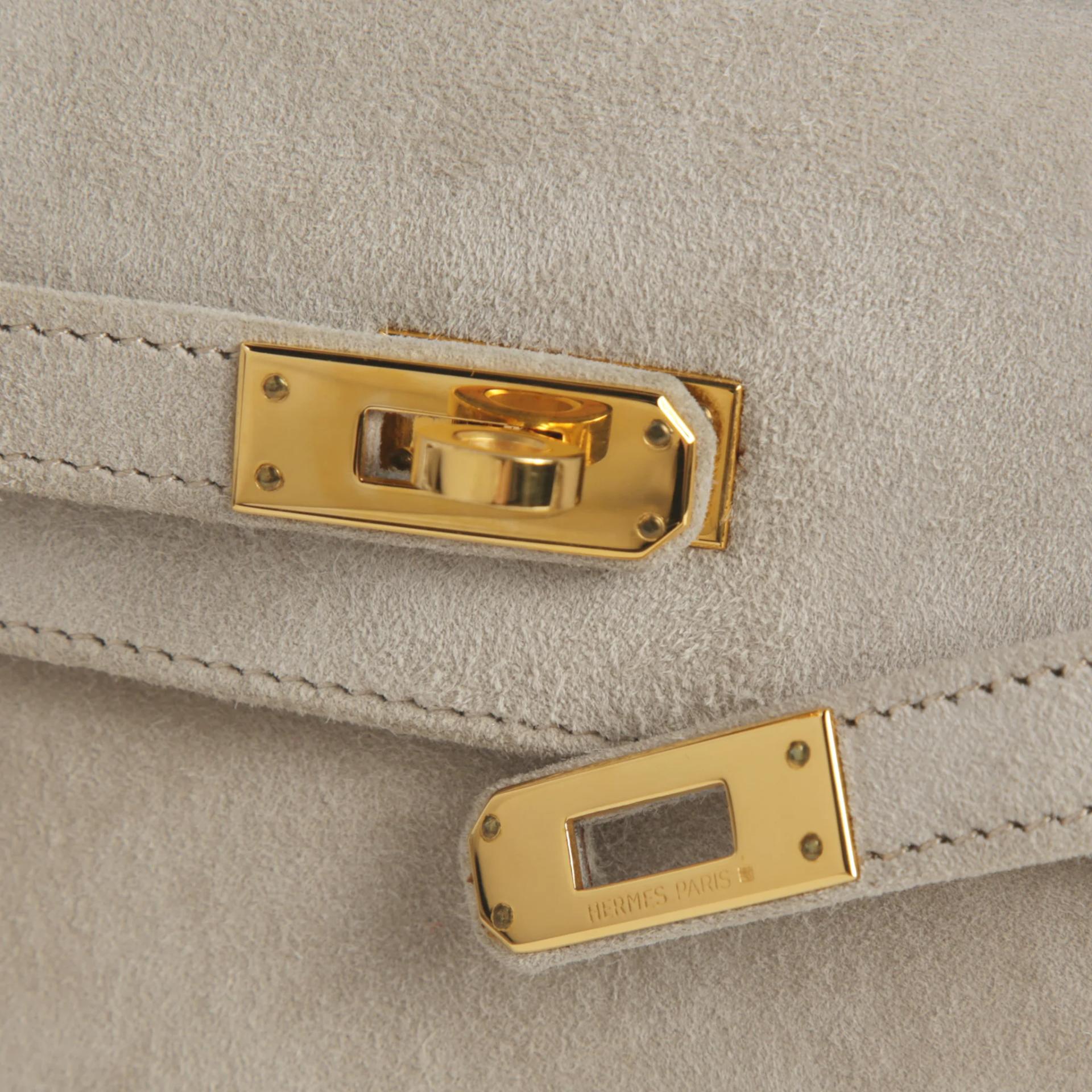 A美品 HERMÈS 愛馬仕 Mini Kelly 20 灰色 Doblis Suede 麂皮 金扣 □O刻 2011年 - 8