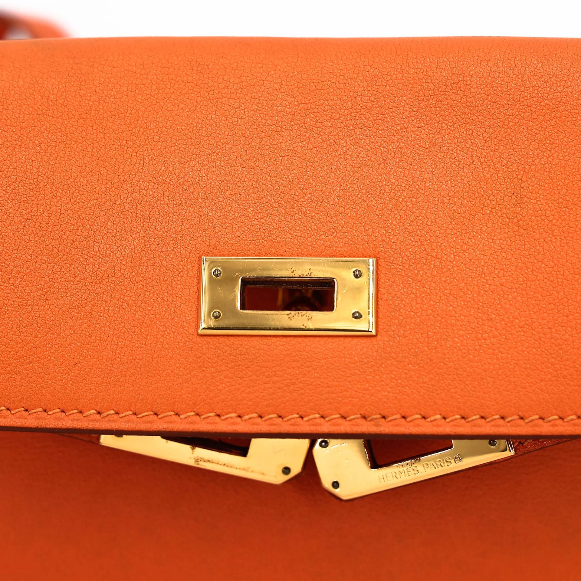 ランク A HERMÈS エルメス ケリーアド PM オレンジ (93) スイフト ゴールド金具 □A刻印 (1997) - 24