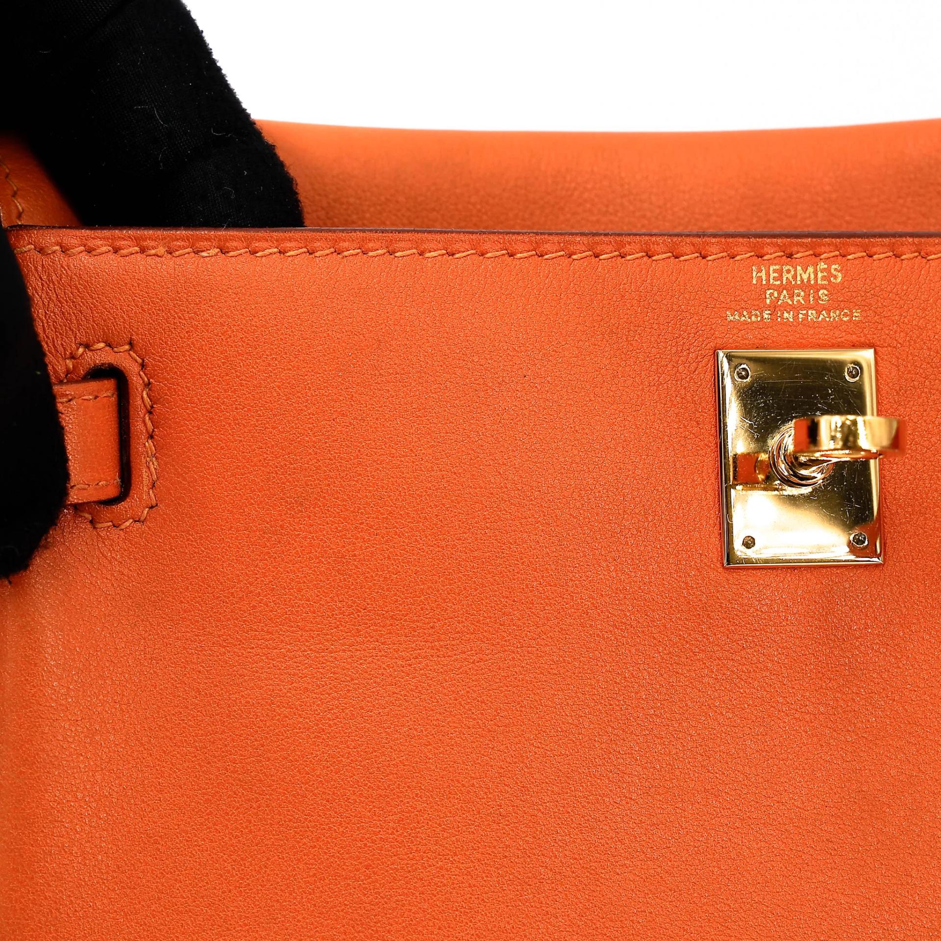 ランク A HERMÈS エルメス ケリーアド PM オレンジ (93) スイフト ゴールド金具 □A刻印 (1997) - 28