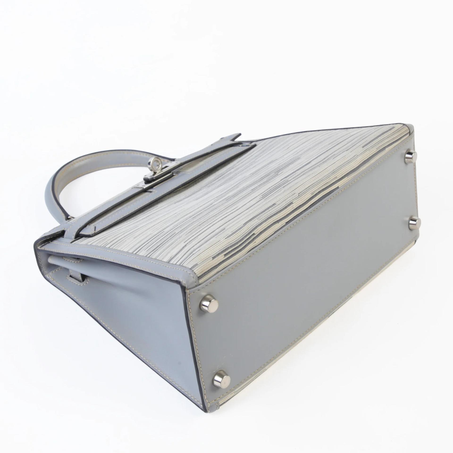 A美品 HERMÈS 愛馬仕 限量收藏款 Kelly 25 外縫 灰色 Vibrato 羊切皮 Box牛皮 銀扣 □D刻 2000年 - 4