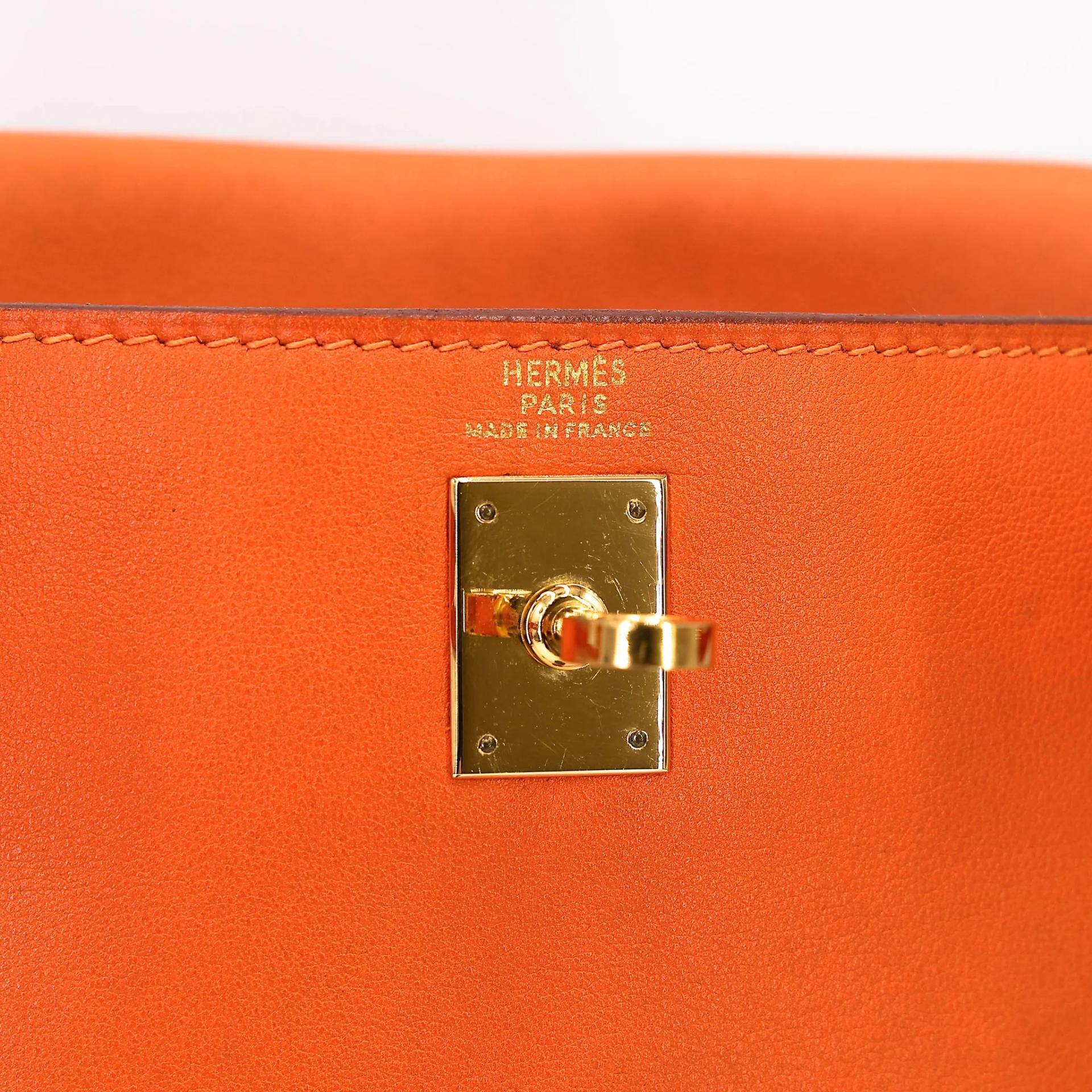 ランク A HERMÈS エルメス ケリーアド PM オレンジ (93) スイフト ゴールド金具 □A刻印 (1997) - 27