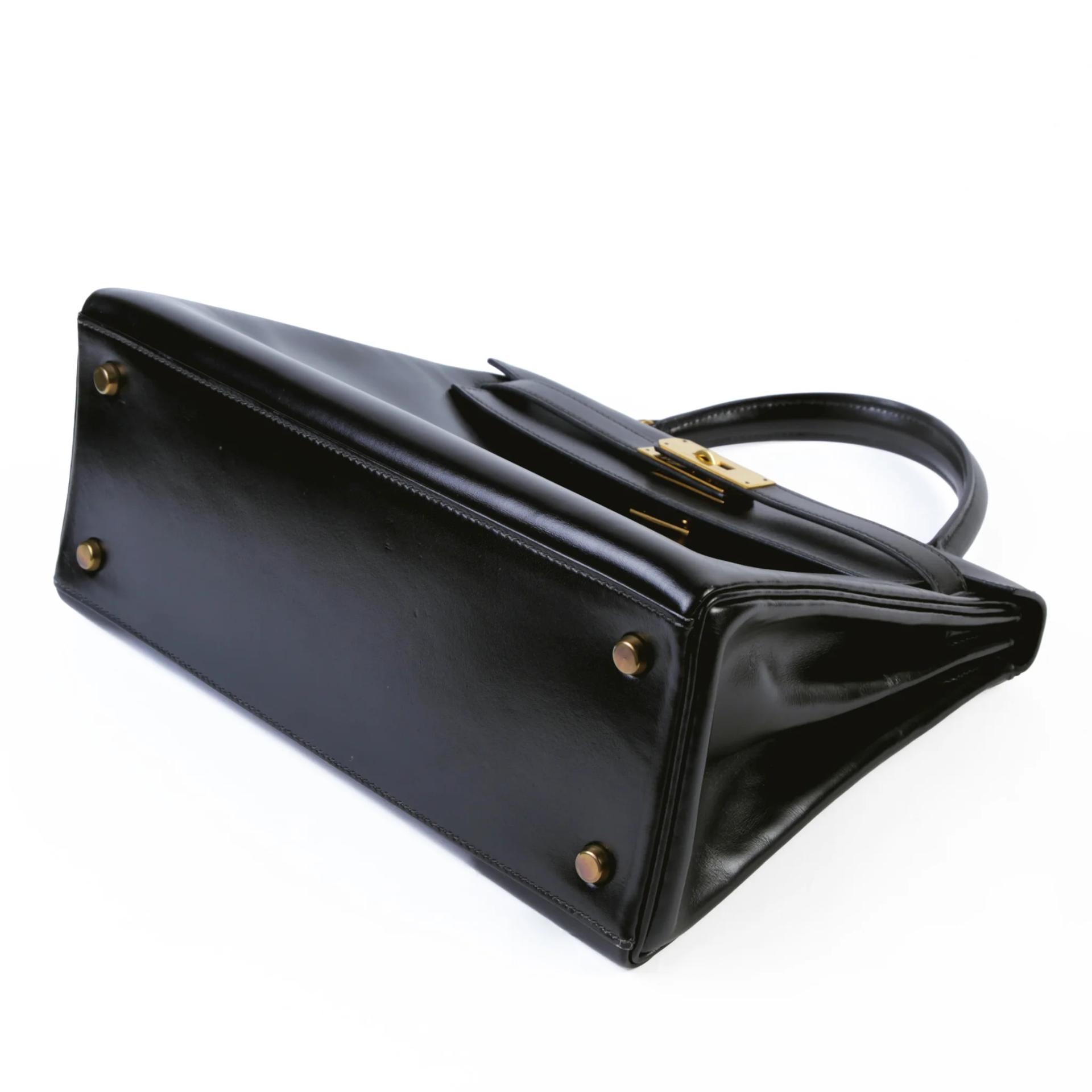 ランク A HERMÈS エルメス ケリー28  内縫い ブラック (89) ボックスカーフ ゴールド金具 〇S刻印 (1989) - 5