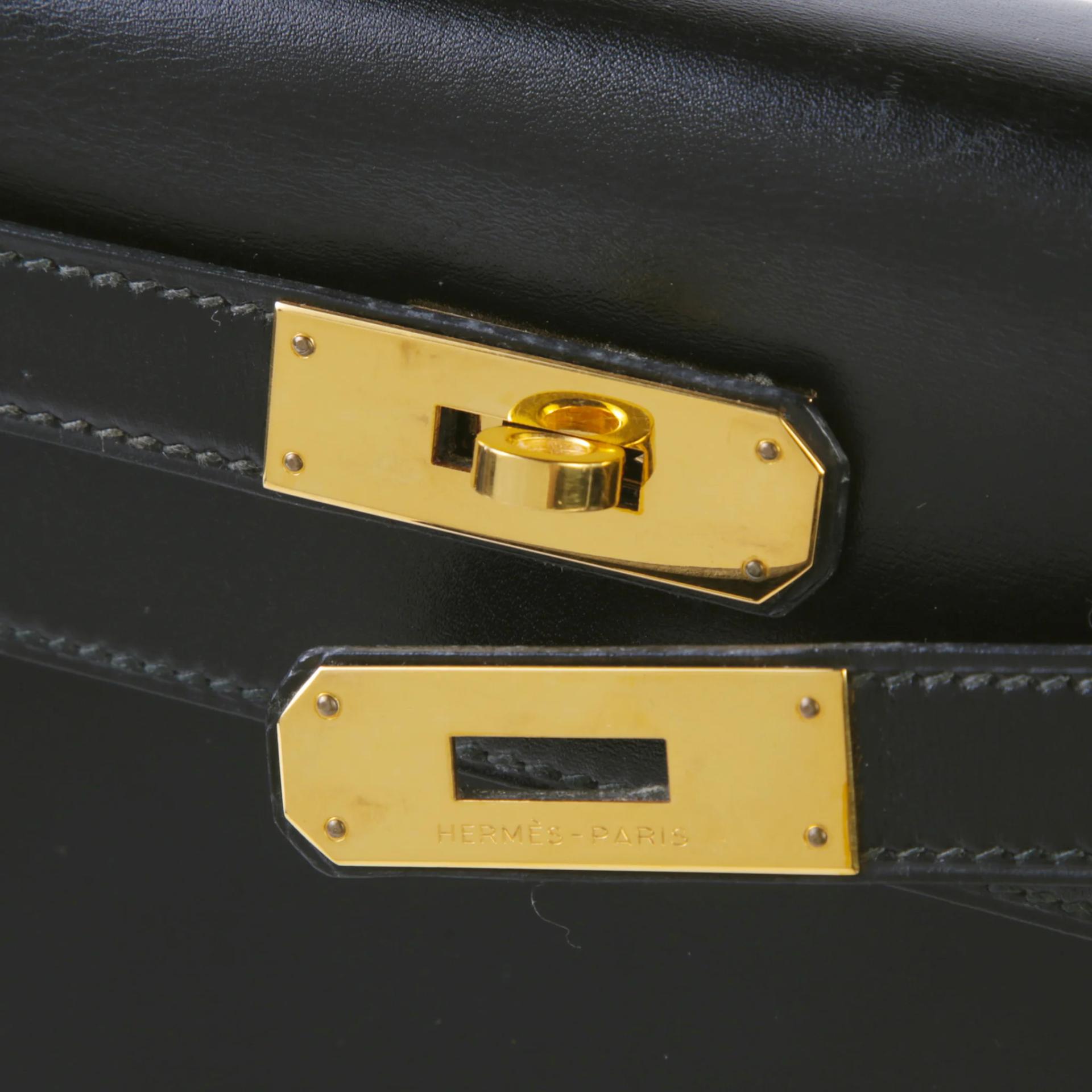 ランク A HERMÈS エルメス ケリー28  内縫い ブラック (89) ボックスカーフ ゴールド金具 〇S刻印 (1989) - 8