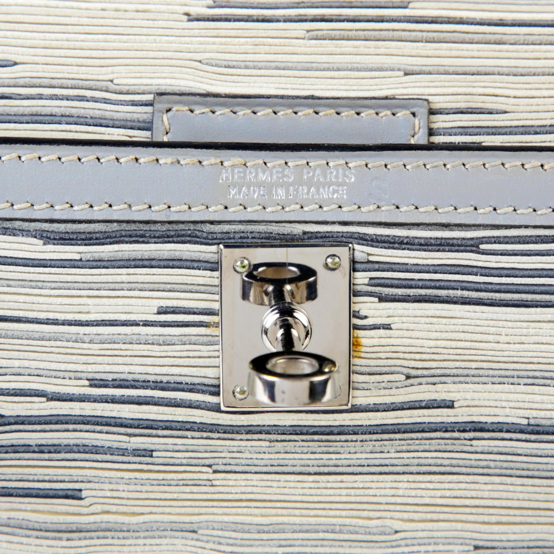 A美品 HERMÈS 愛馬仕 限量收藏款 Kelly 25 外縫 灰色 Vibrato 羊切皮 Box牛皮 銀扣 □D刻 2000年 - 9