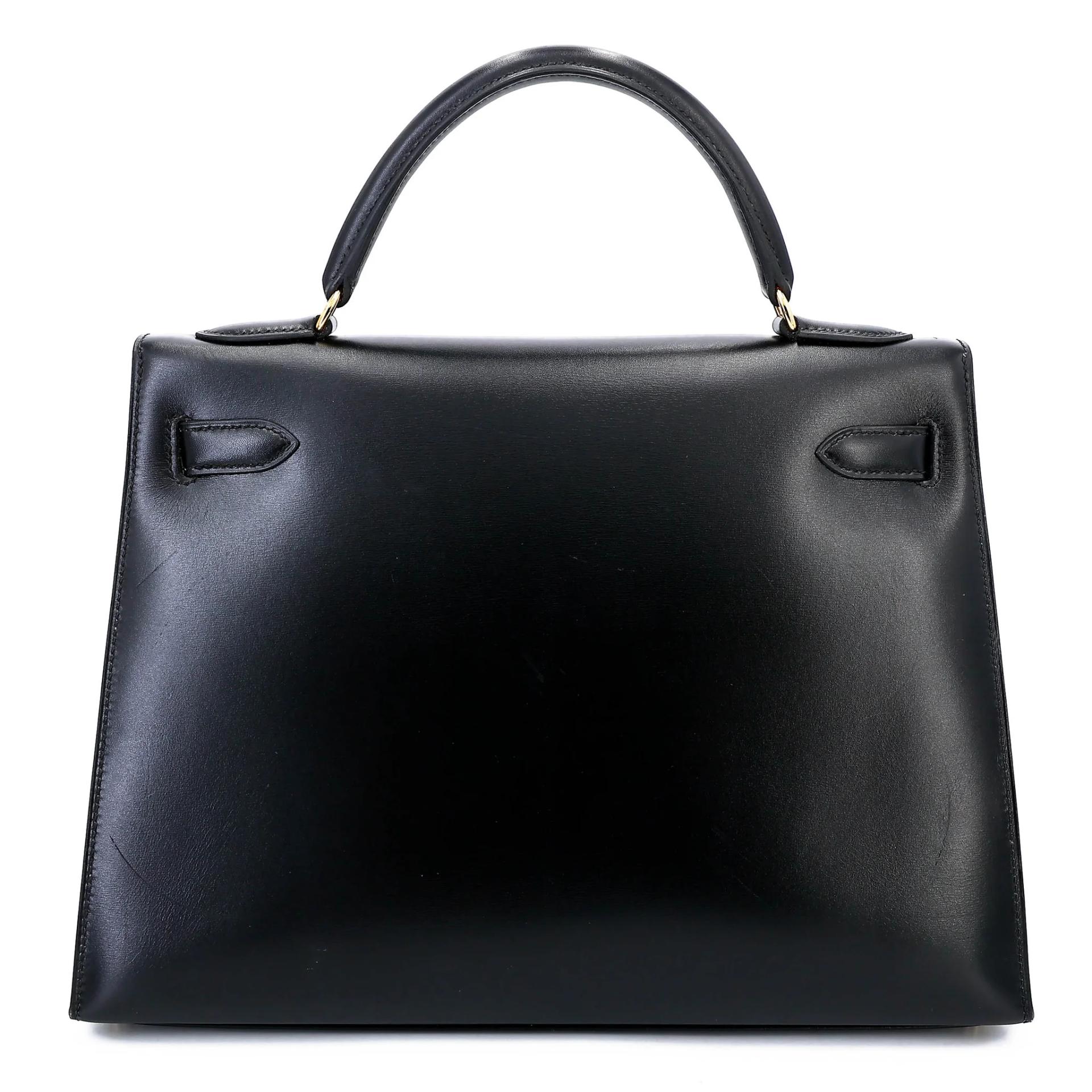 ランク A HERMÈS エルメス ケリー32 ブラック (89) ボックスカーフ ゴールド金具 □A刻印 (1997) - 2