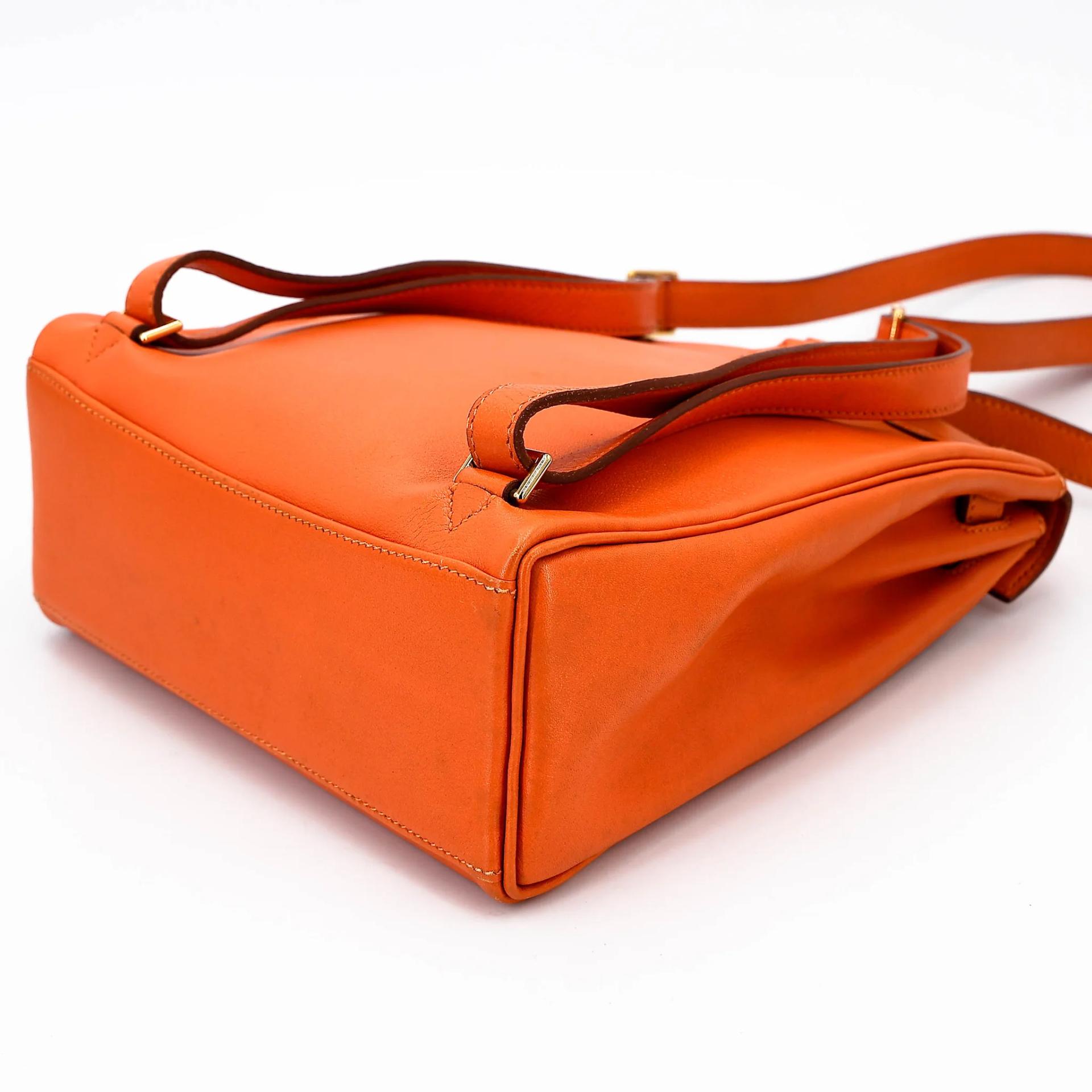ランク A HERMÈS エルメス ケリーアド PM オレンジ (93) スイフト ゴールド金具 □A刻印 (1997) - 7