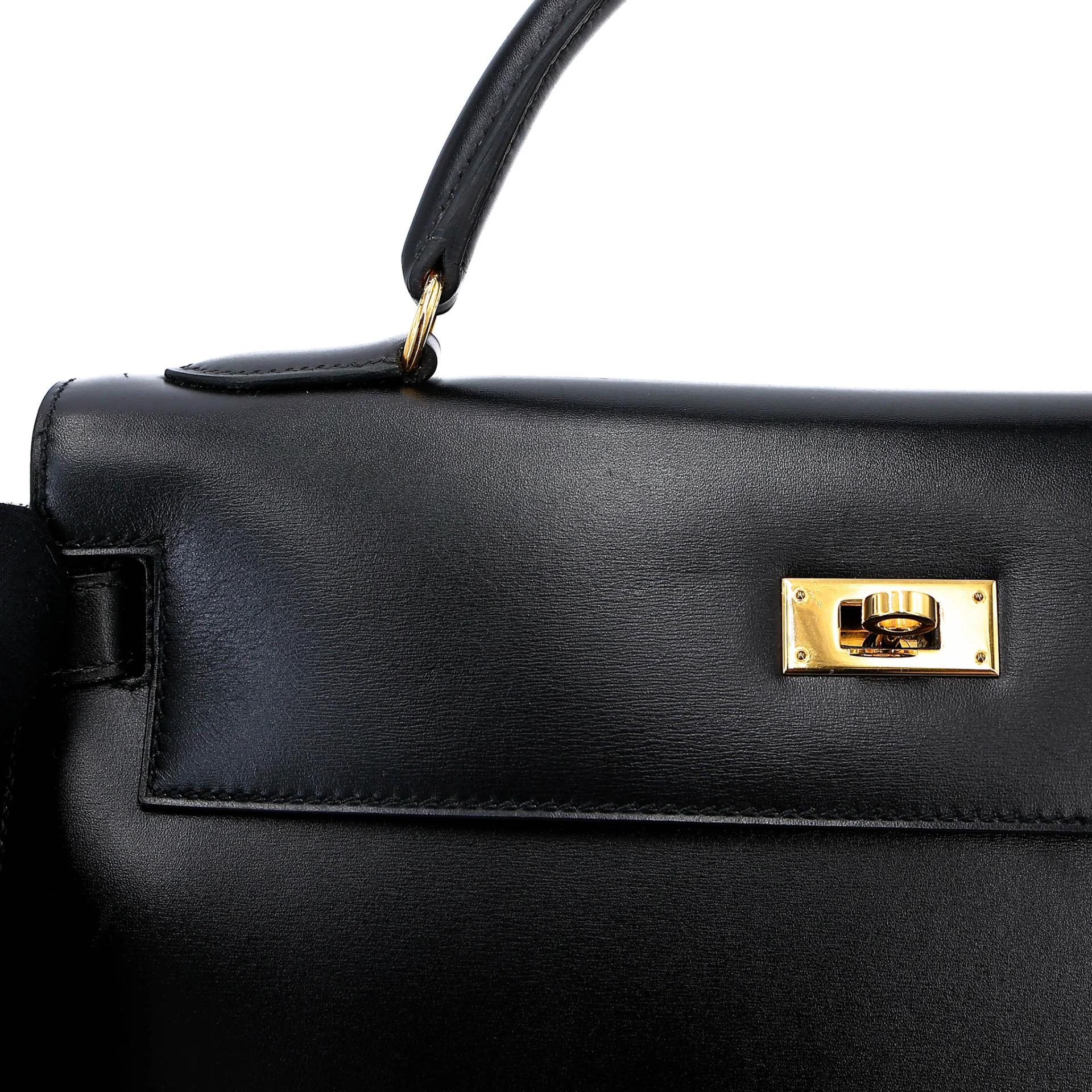 ランク A HERMÈS エルメス ケリー32 ブラック (89) ボックスカーフ ゴールド金具 □A刻印 (1997) - 20