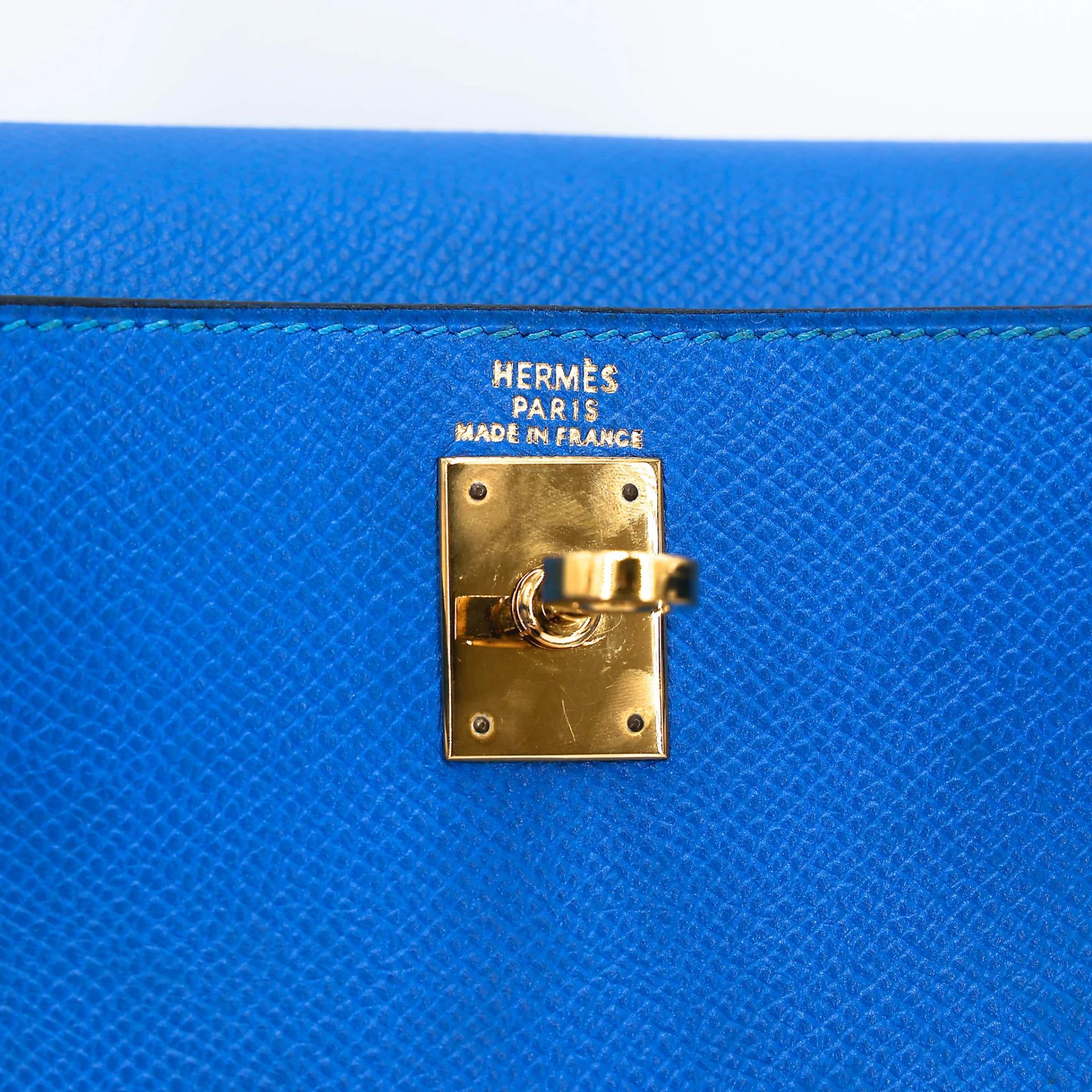 ランク A HERMÈS エルメス ケリーアド PM ブルーフランス (71) エプソン ゴールド金具 □A刻印 (1997) - 23