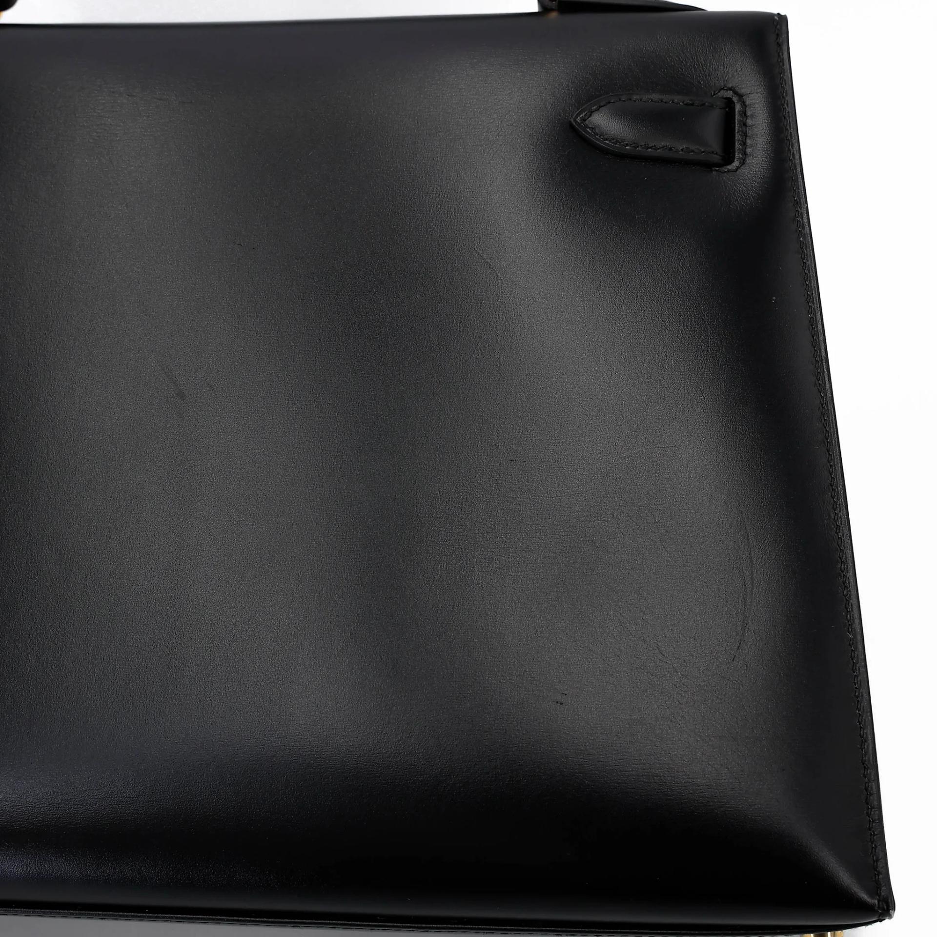 ランク A HERMÈS エルメス ケリー32 ブラック (89) ボックスカーフ ゴールド金具 □A刻印 (1997) - 16