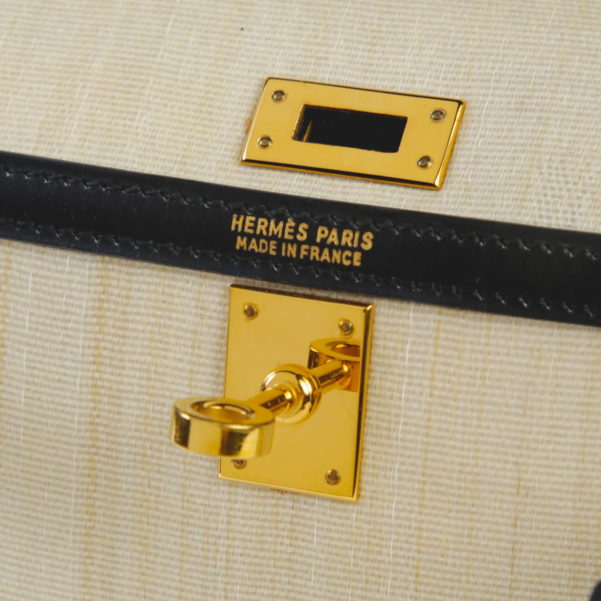 中古B HERMÈS 愛馬仕 Mini Kelly 20 米色 Beige Crinoline 馬毛編織 金扣 〇W刻 1993年 - 9