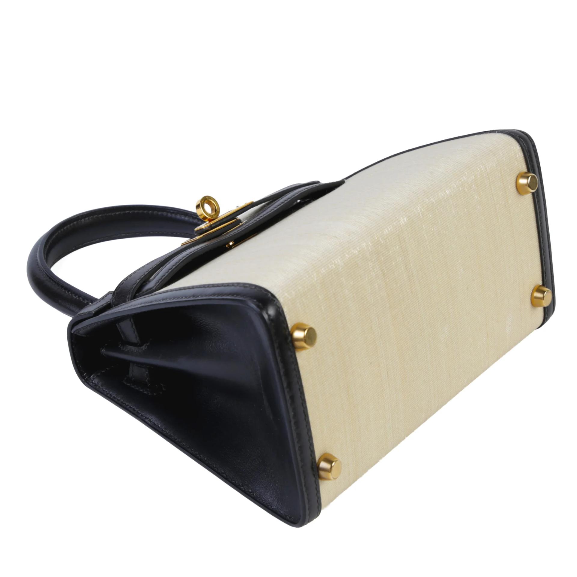 中古B HERMÈS 愛馬仕 Mini Kelly 20 米色 Beige Crinoline 馬毛編織 金扣 〇W刻 1993年 - 4