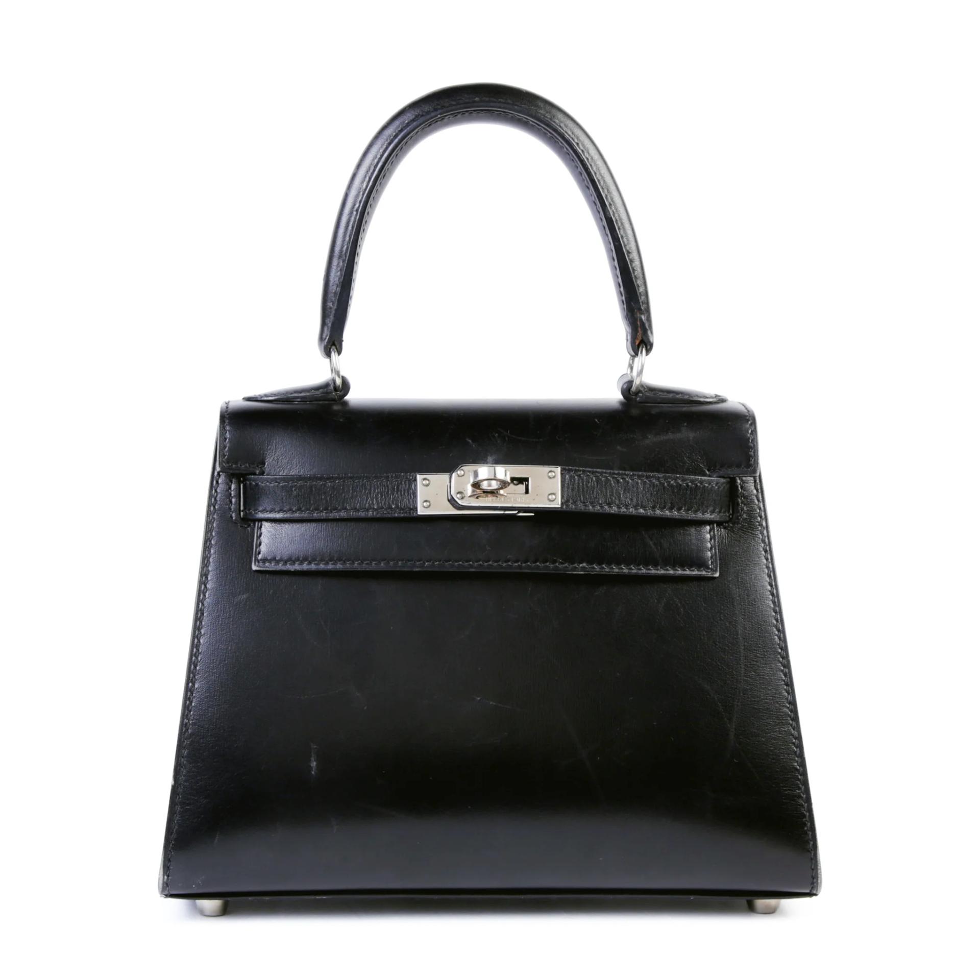 中古AB HERMÈS 愛馬仕 Mini Kelly 20 89 黑色 Noir (Black) Box牛皮 銀扣 □C刻 1999年 - 1