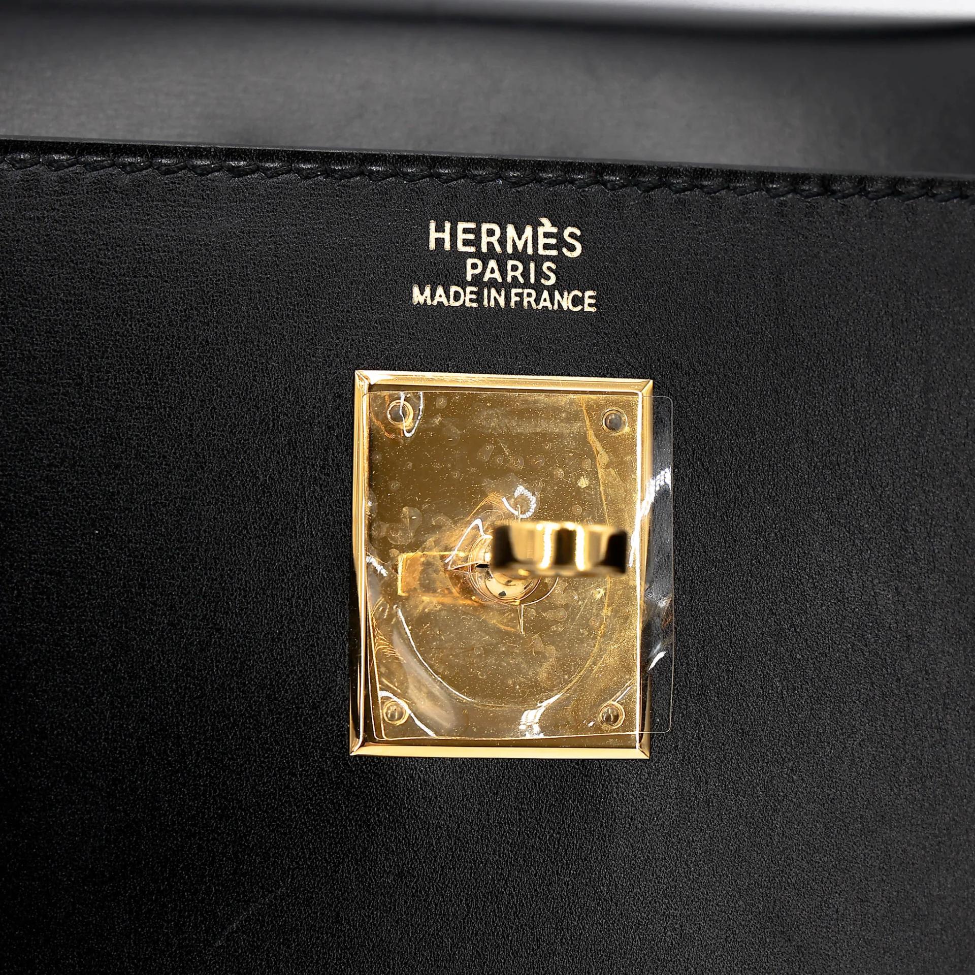 ランク A HERMÈS エルメス ケリー32 ブラック (89) ボックスカーフ ゴールド金具 □A刻印 (1997) - 30