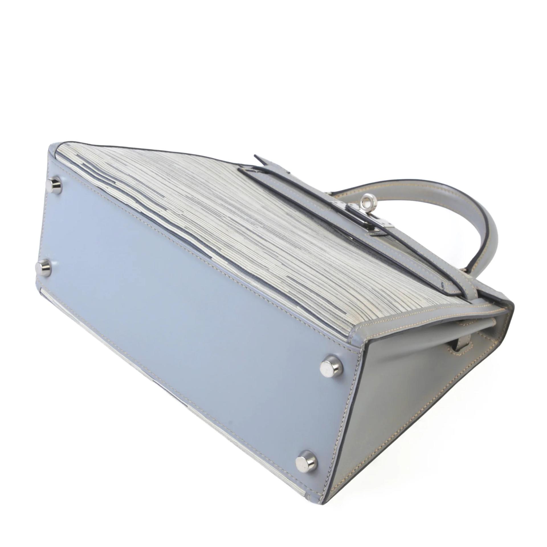 A美品 HERMÈS 愛馬仕 限量收藏款 Kelly 25 外縫 灰色 Vibrato 羊切皮 Box牛皮 銀扣 □D刻 2000年 - 5