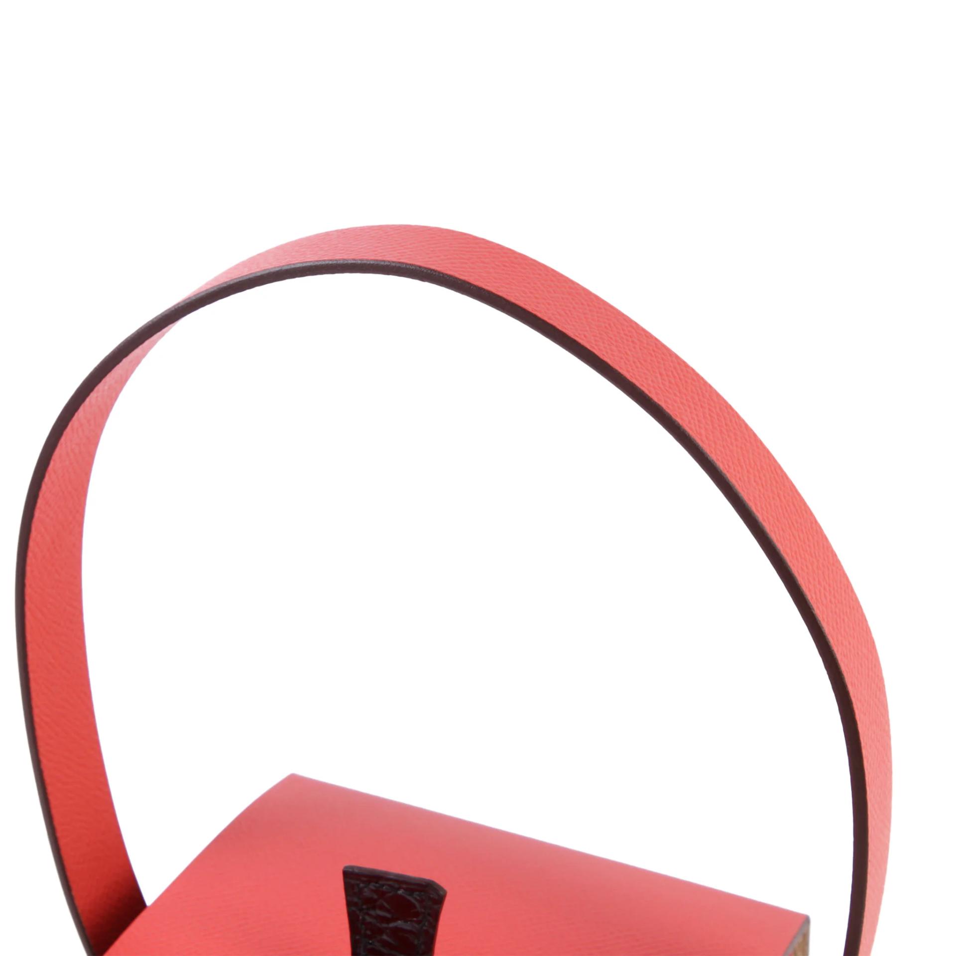 未使用保存品 HERMÈS 愛馬仕 限量收藏款 Robot Cube 迷你晚宴包 T5 蜜桃粉 Rose Jaipur 6Q 翡翠綠 Vert Emeraude 89 黑色 Noir (Black) □ 短吻鱷 亮面 Epsom牛皮 金扣 - 3
