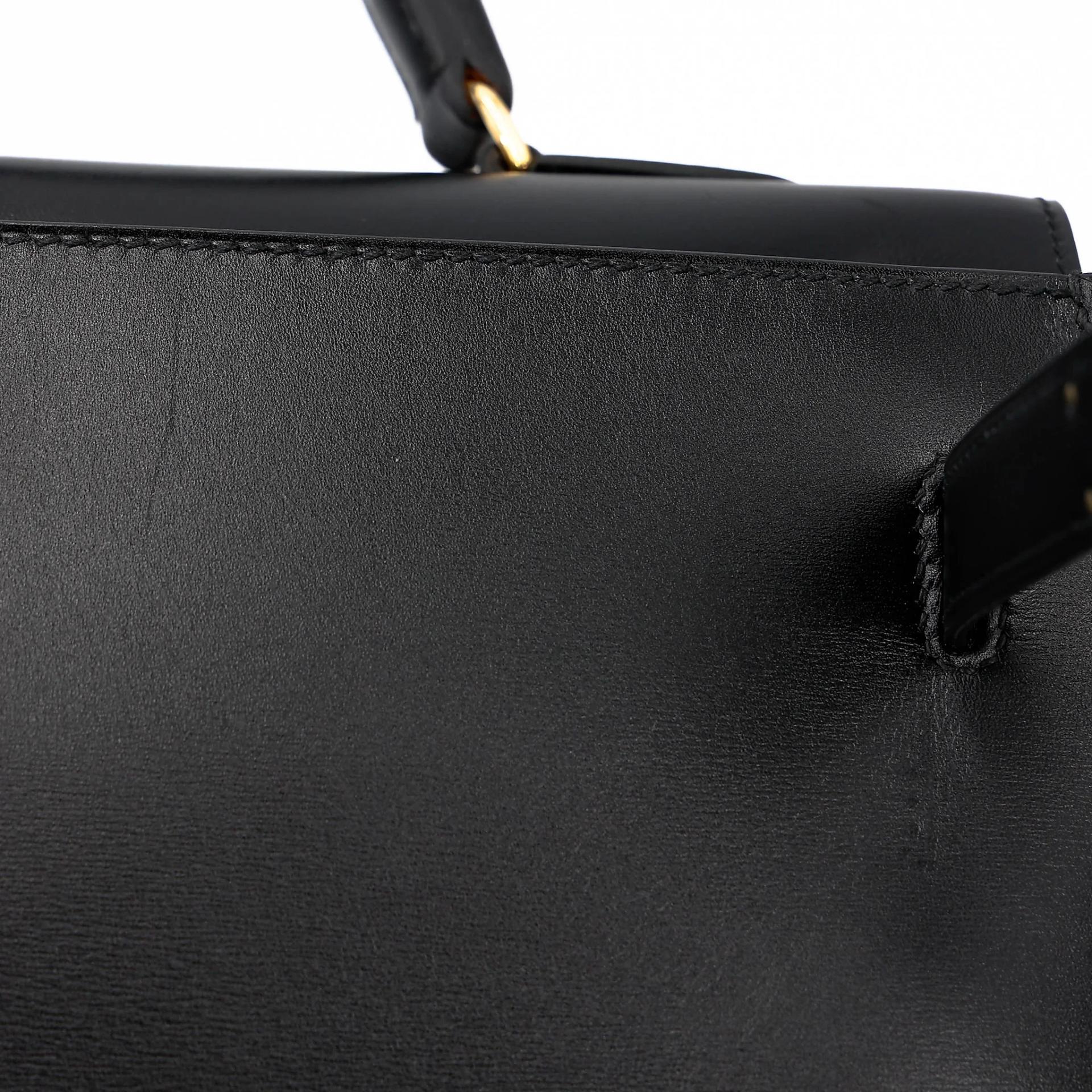 ランク A HERMÈS エルメス ケリー32 ブラック (89) ボックスカーフ ゴールド金具 □A刻印 (1997) - 31