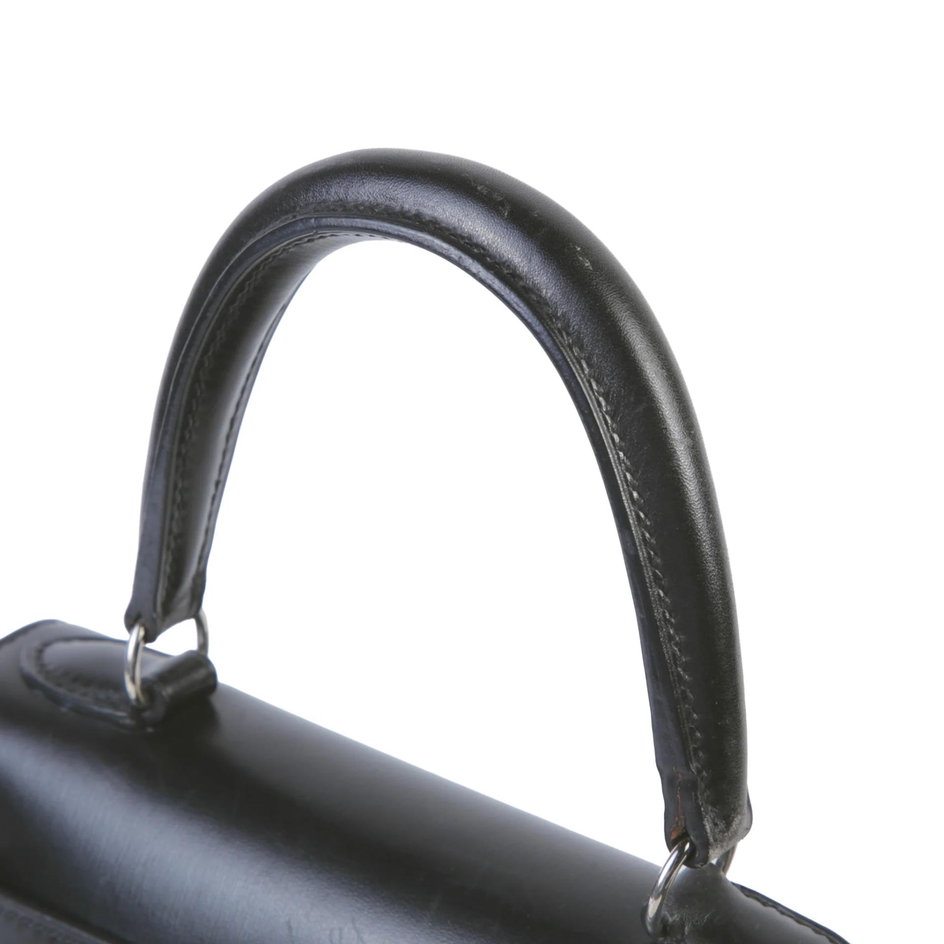 中古AB HERMÈS 愛馬仕 Mini Kelly 20 89 黑色 Noir (Black) Box牛皮 銀扣 □C刻 1999年 - 3