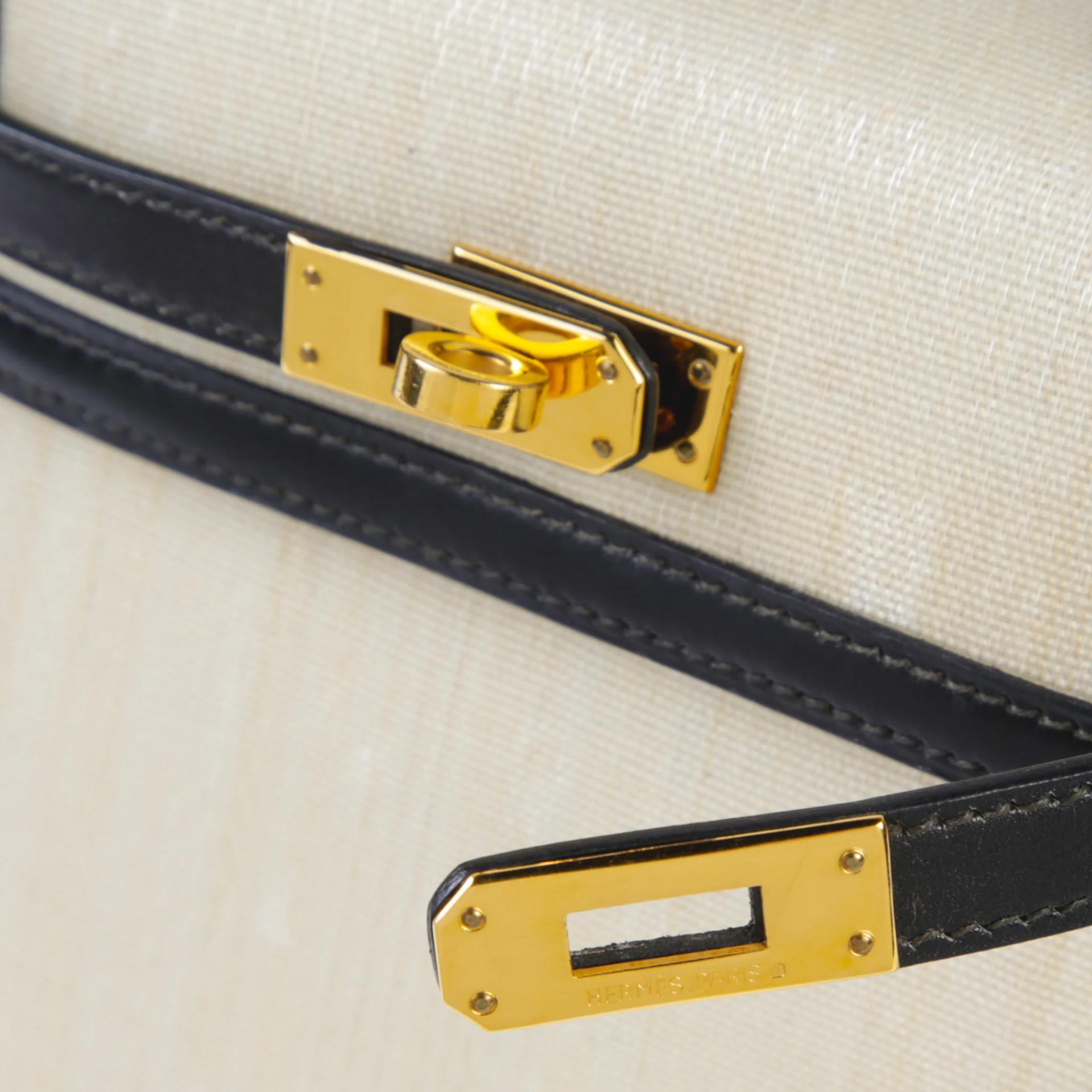 中古B HERMÈS 愛馬仕 Mini Kelly 20 米色 Beige Crinoline 馬毛編織 金扣 〇W刻 1993年 - 8