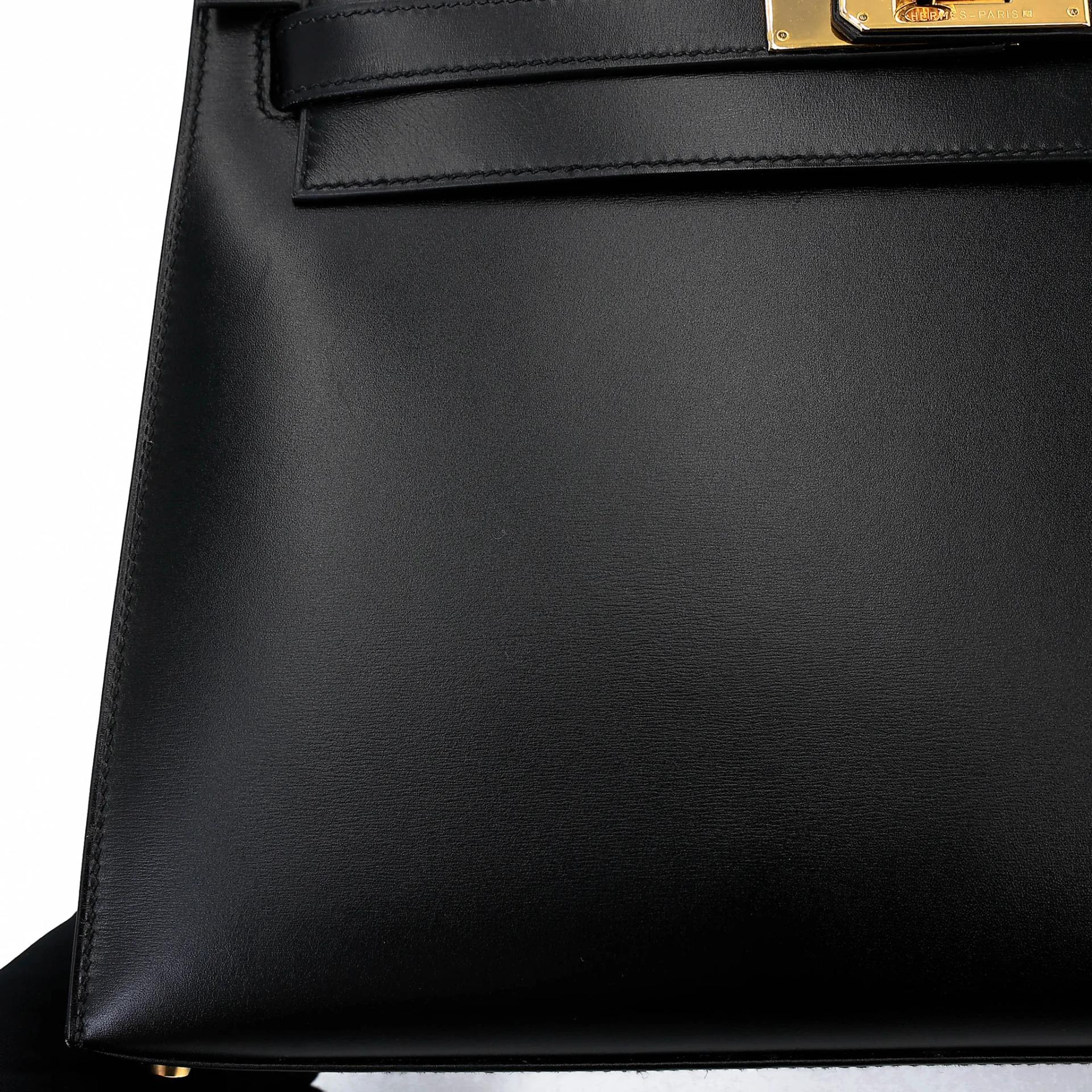 ランク A HERMÈS エルメス ケリー32 ブラック (89) ボックスカーフ ゴールド金具 □A刻印 (1997) - 17