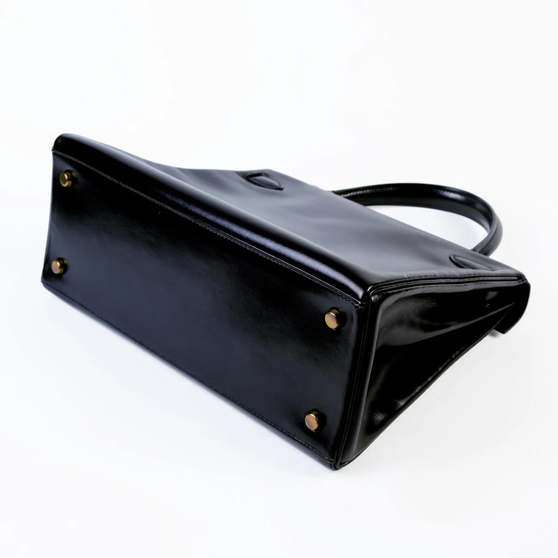 ランク A HERMÈS エルメス ケリー28  内縫い ブラック (89) ボックスカーフ ゴールド金具 〇S刻印 (1989) - 7