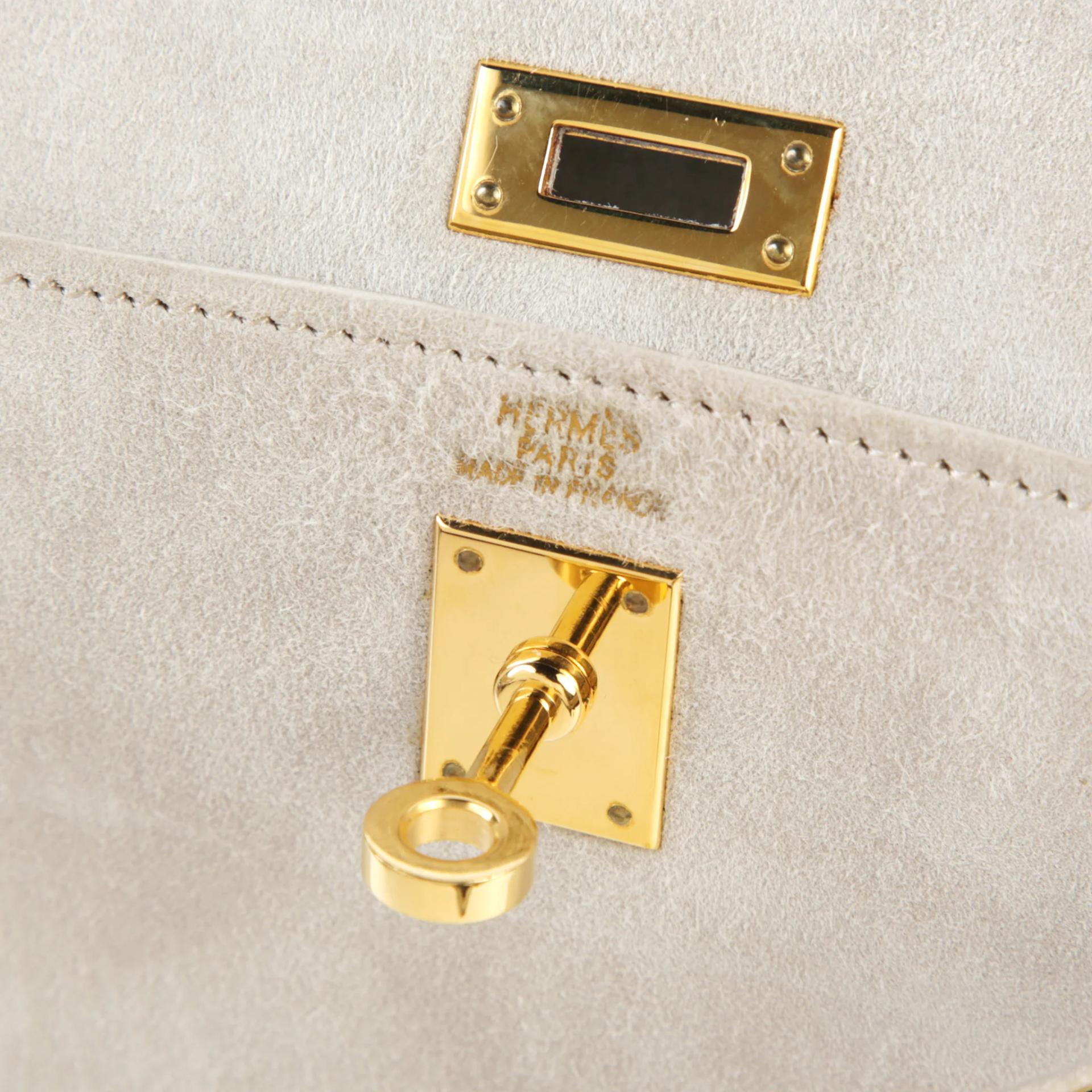 A美品 HERMÈS 愛馬仕 Mini Kelly 20 灰色 Doblis Suede 麂皮 金扣 □O刻 2011年 - 9