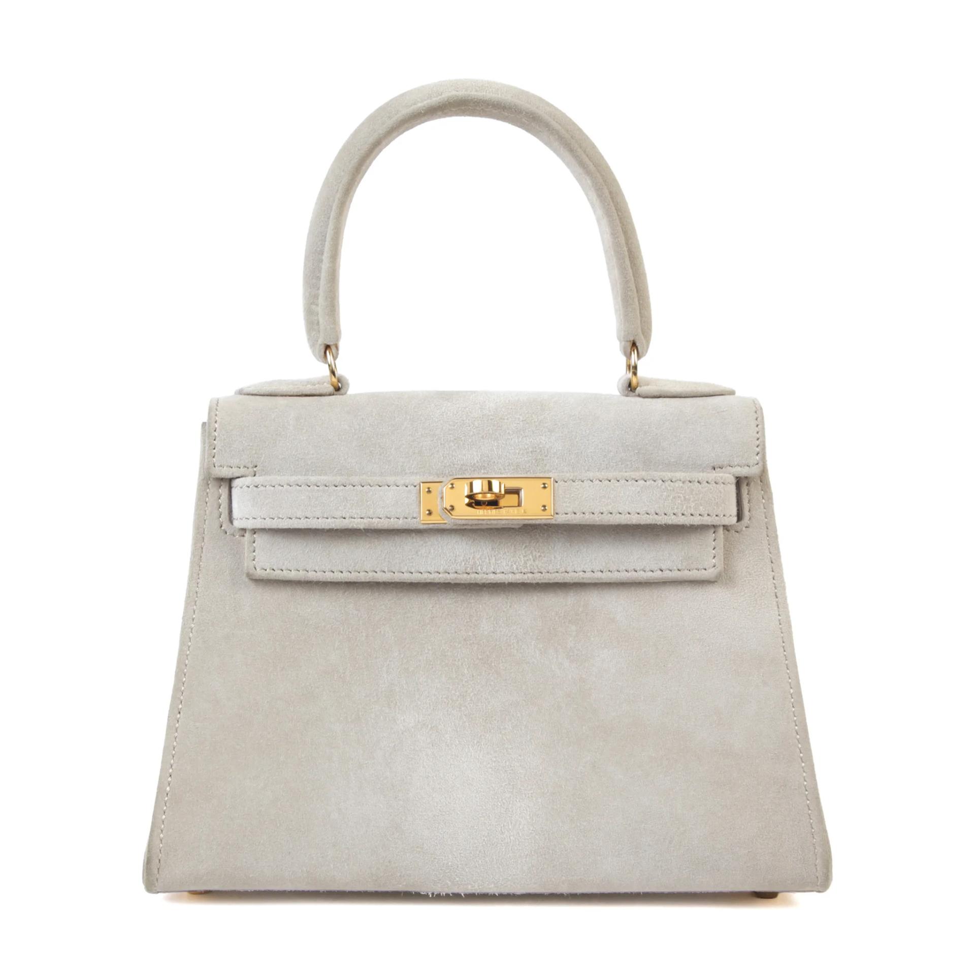 A美品 HERMÈS 愛馬仕 Mini Kelly 20 灰色 Doblis Suede 麂皮 金扣 □O刻 2011年 - 1