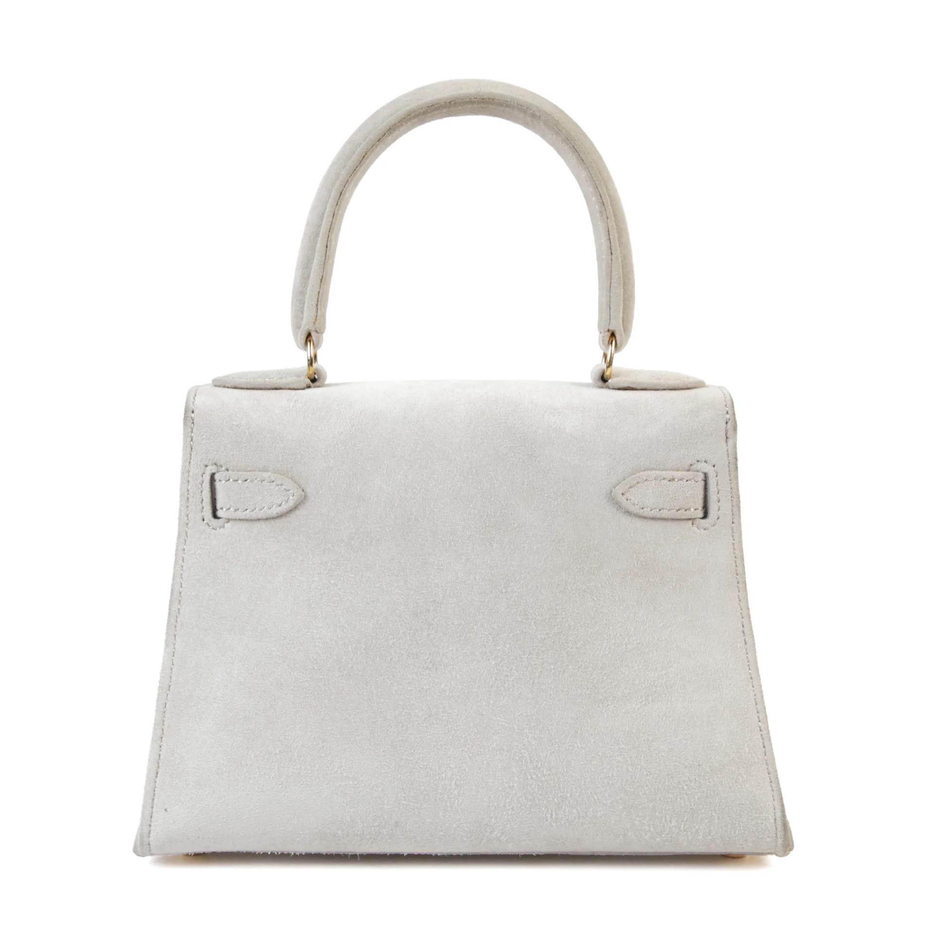 A美品 HERMÈS 愛馬仕 Mini Kelly 20 灰色 Doblis Suede 麂皮 金扣 □O刻 2011年 - 2