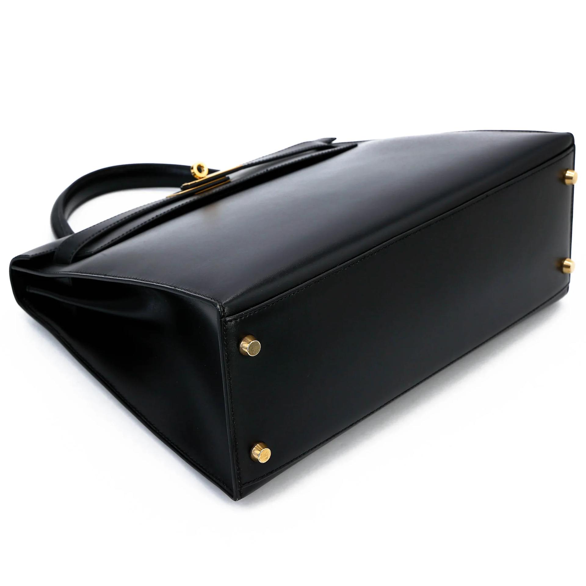 ランク A HERMÈS エルメス ケリー32 ブラック (89) ボックスカーフ ゴールド金具 □A刻印 (1997) - 8