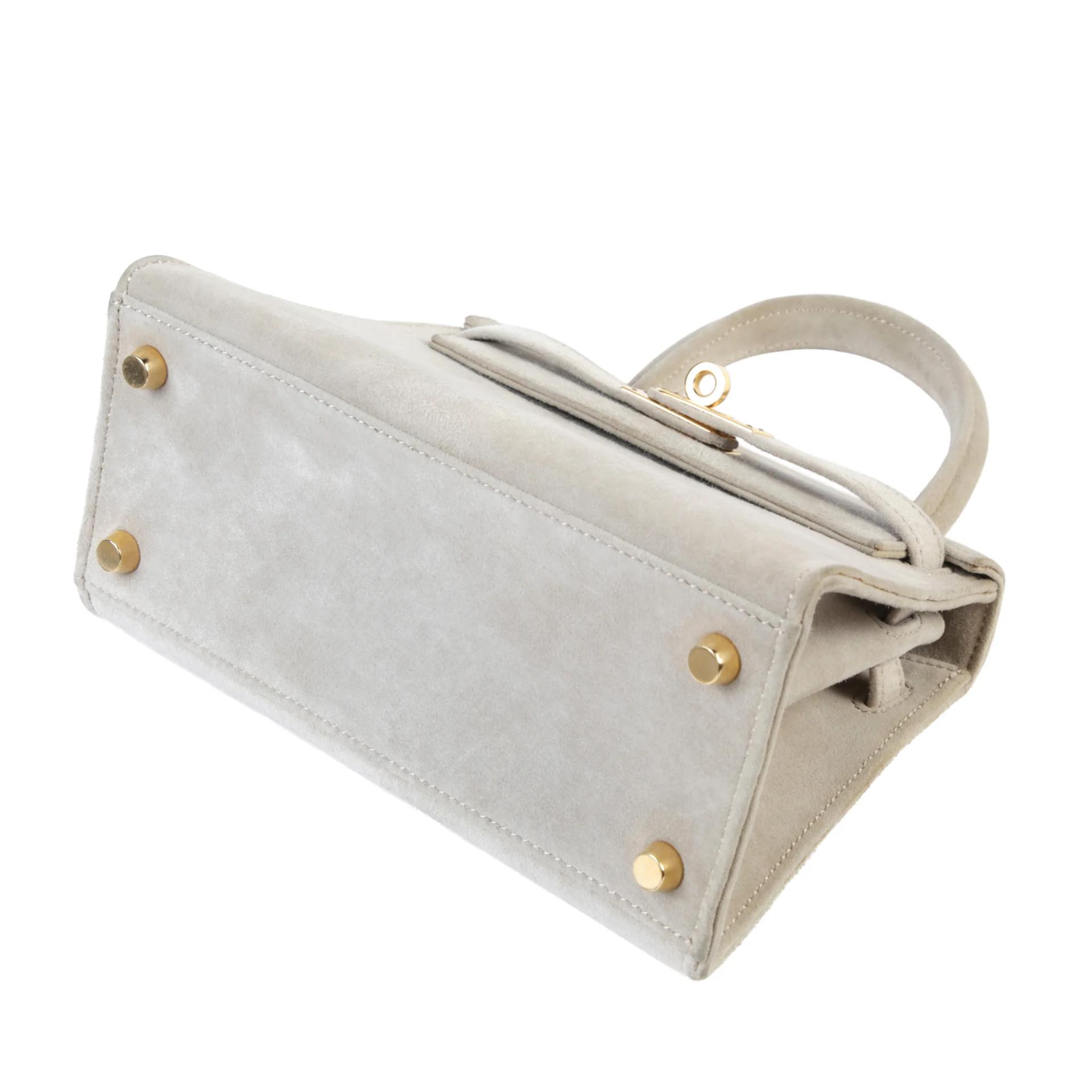 A美品 HERMÈS 愛馬仕 Mini Kelly 20 灰色 Doblis Suede 麂皮 金扣 □O刻 2011年 - 5