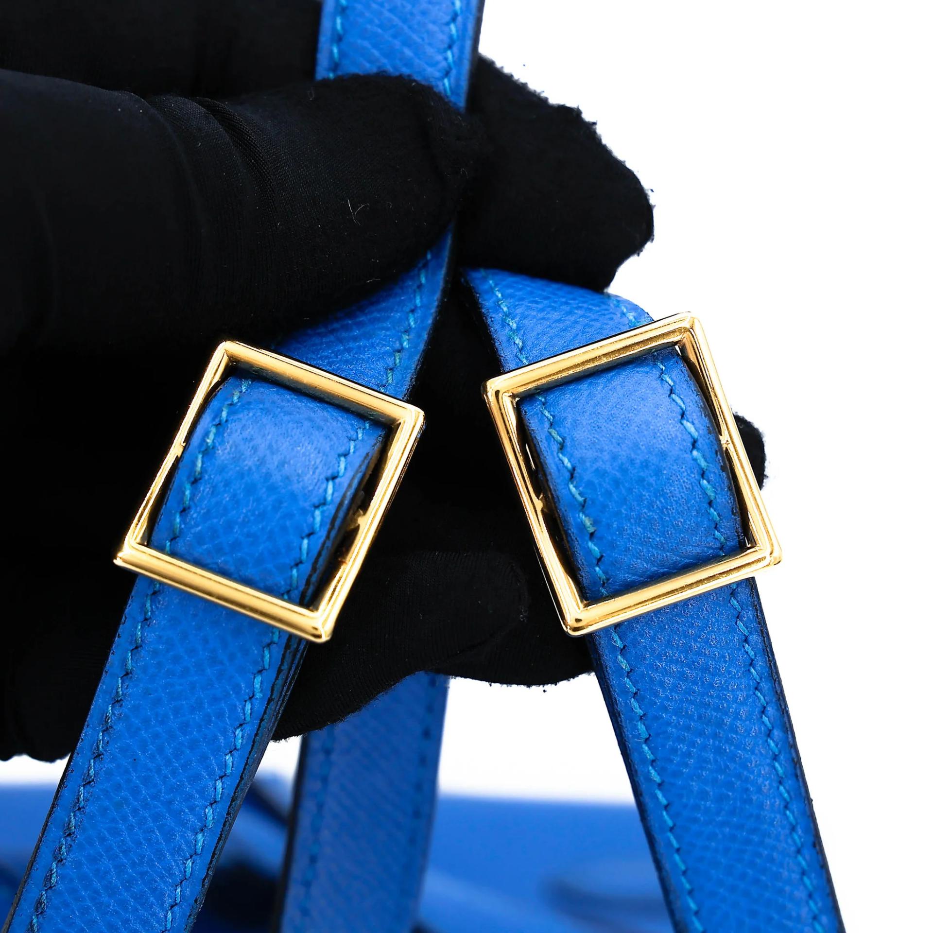 ランク A HERMÈS エルメス ケリーアド PM ブルーフランス (71) エプソン ゴールド金具 □A刻印 (1997) - 4