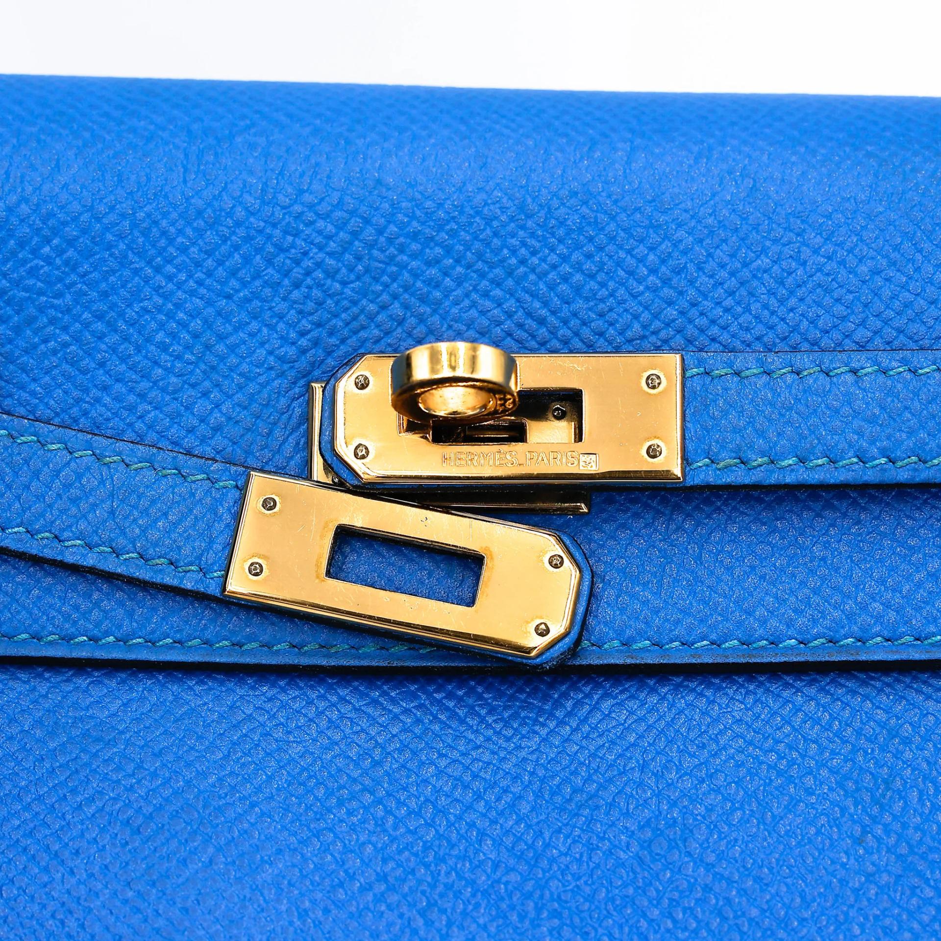ランク A HERMÈS エルメス ケリーアド PM ブルーフランス (71) エプソン ゴールド金具 □A刻印 (1997) - 17