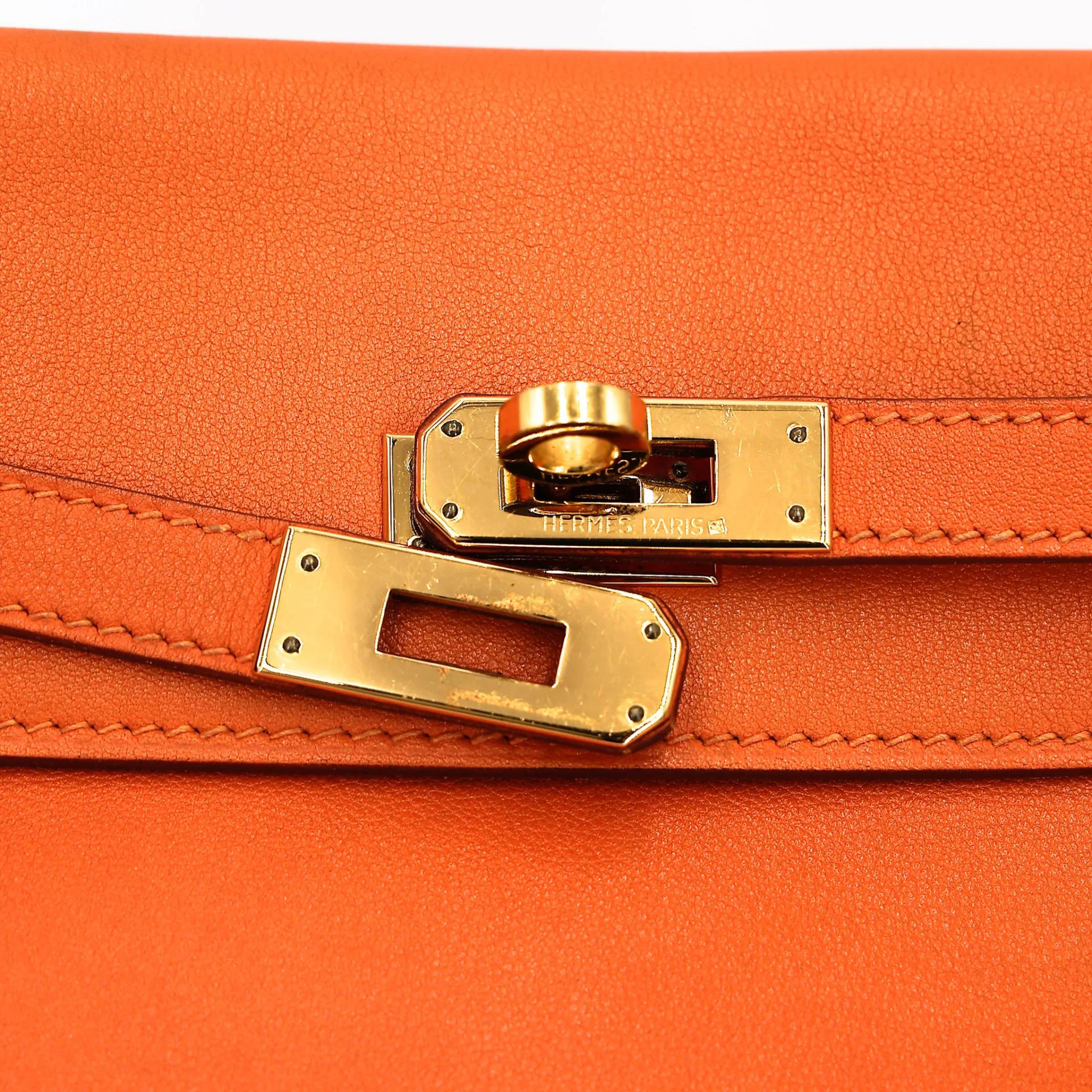ランク A HERMÈS エルメス ケリーアド PM オレンジ (93) スイフト ゴールド金具 □A刻印 (1997) - 19