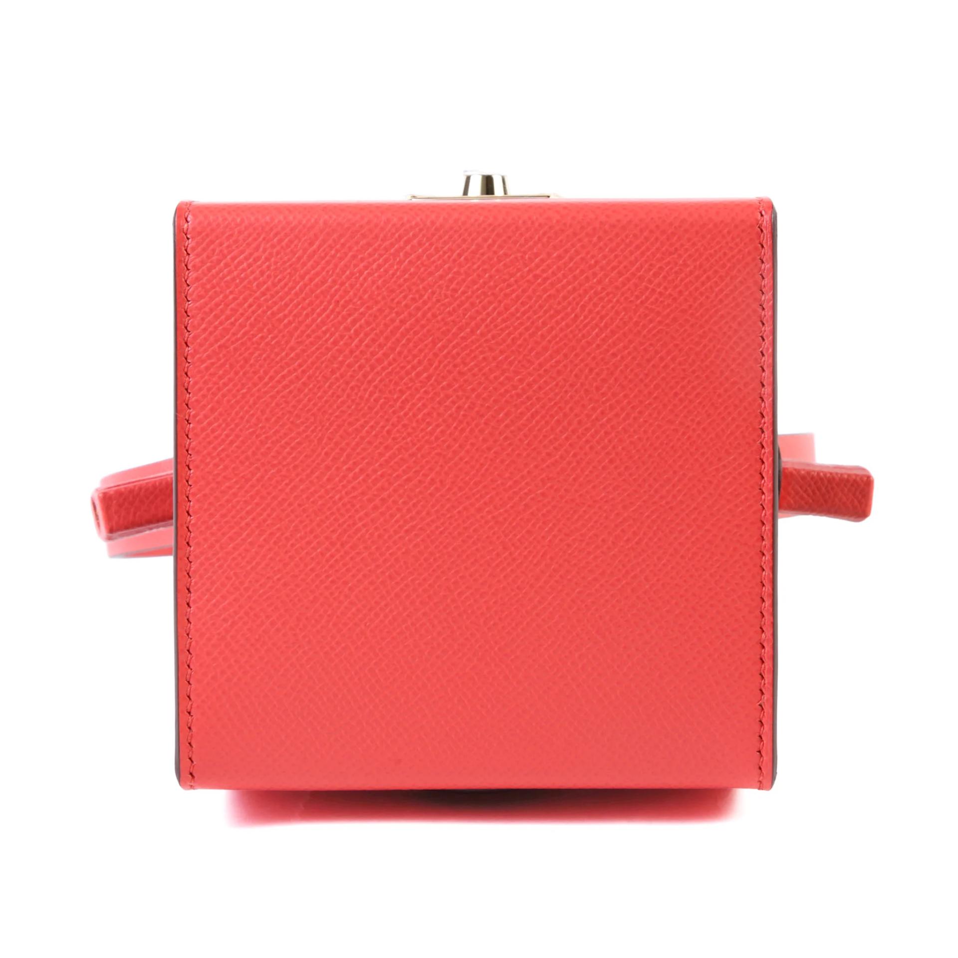 未使用保存品 HERMÈS 愛馬仕 限量收藏款 Robot Cube 迷你晚宴包 T5 蜜桃粉 Rose Jaipur 6Q 翡翠綠 Vert Emeraude 89 黑色 Noir (Black) □ 短吻鱷 亮面 Epsom牛皮 金扣 - 6