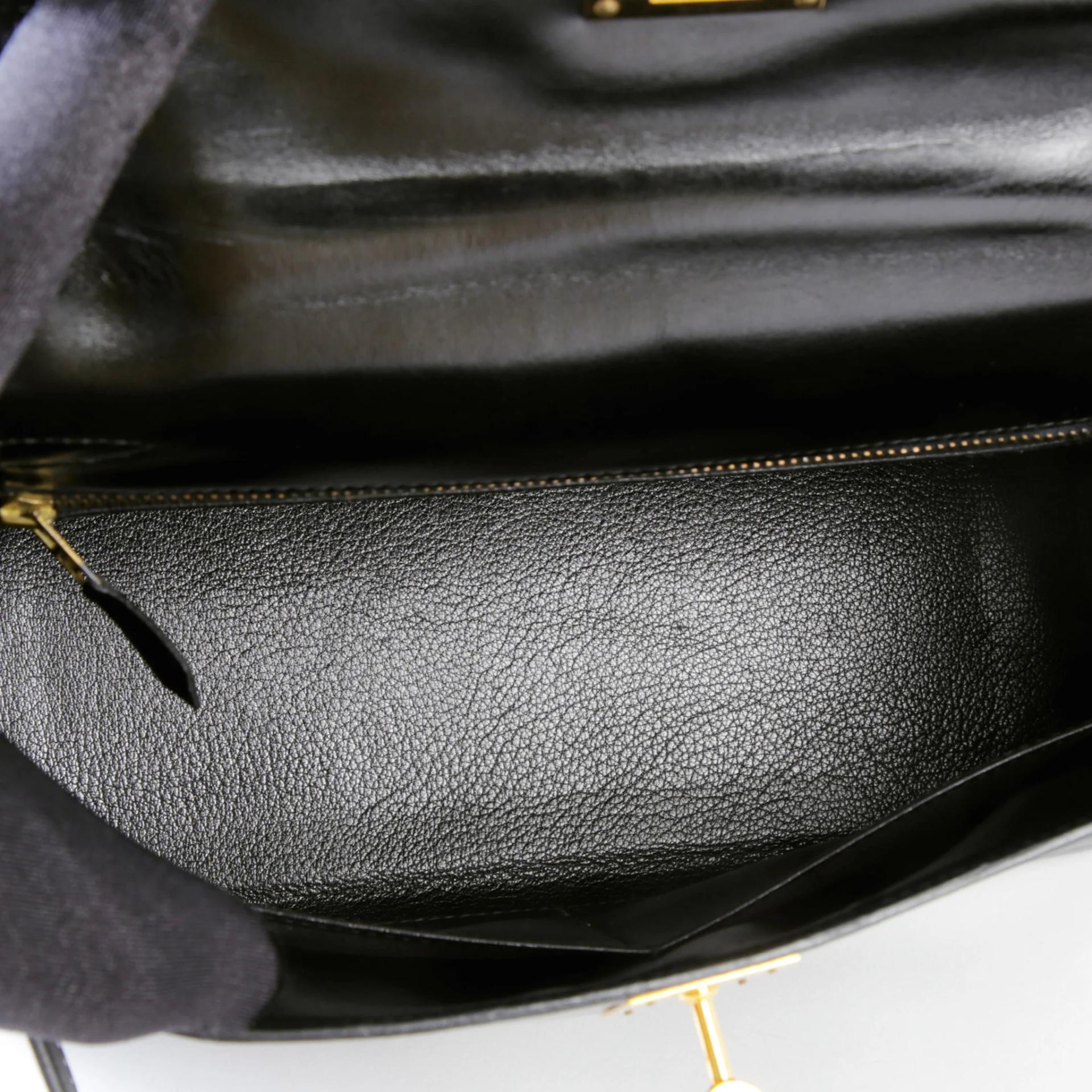 ランク A HERMÈS エルメス ケリー28  内縫い ブラック (89) ボックスカーフ ゴールド金具 〇S刻印 (1989) - 11
