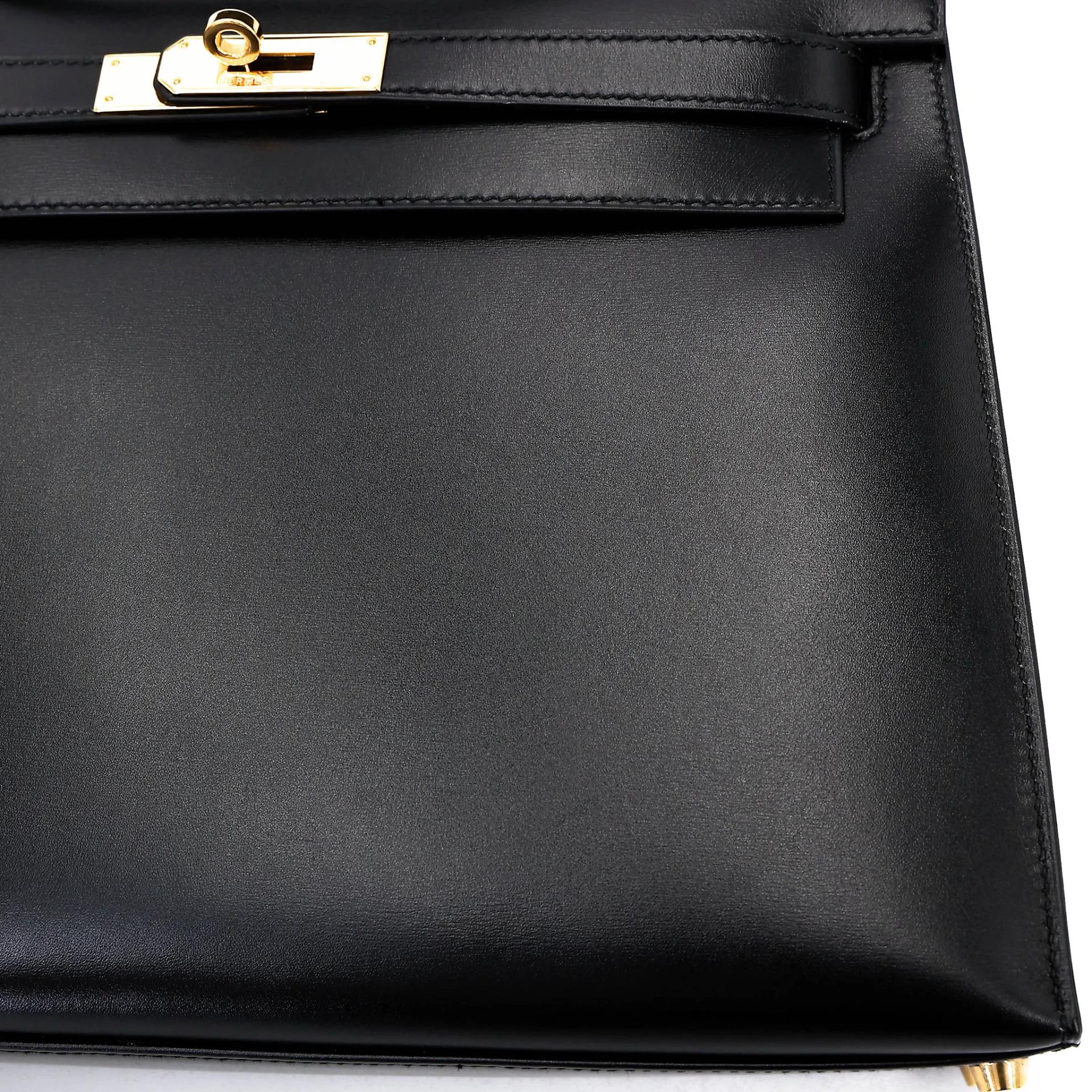 ランク A HERMÈS エルメス ケリー32 ブラック (89) ボックスカーフ ゴールド金具 □A刻印 (1997) - 18