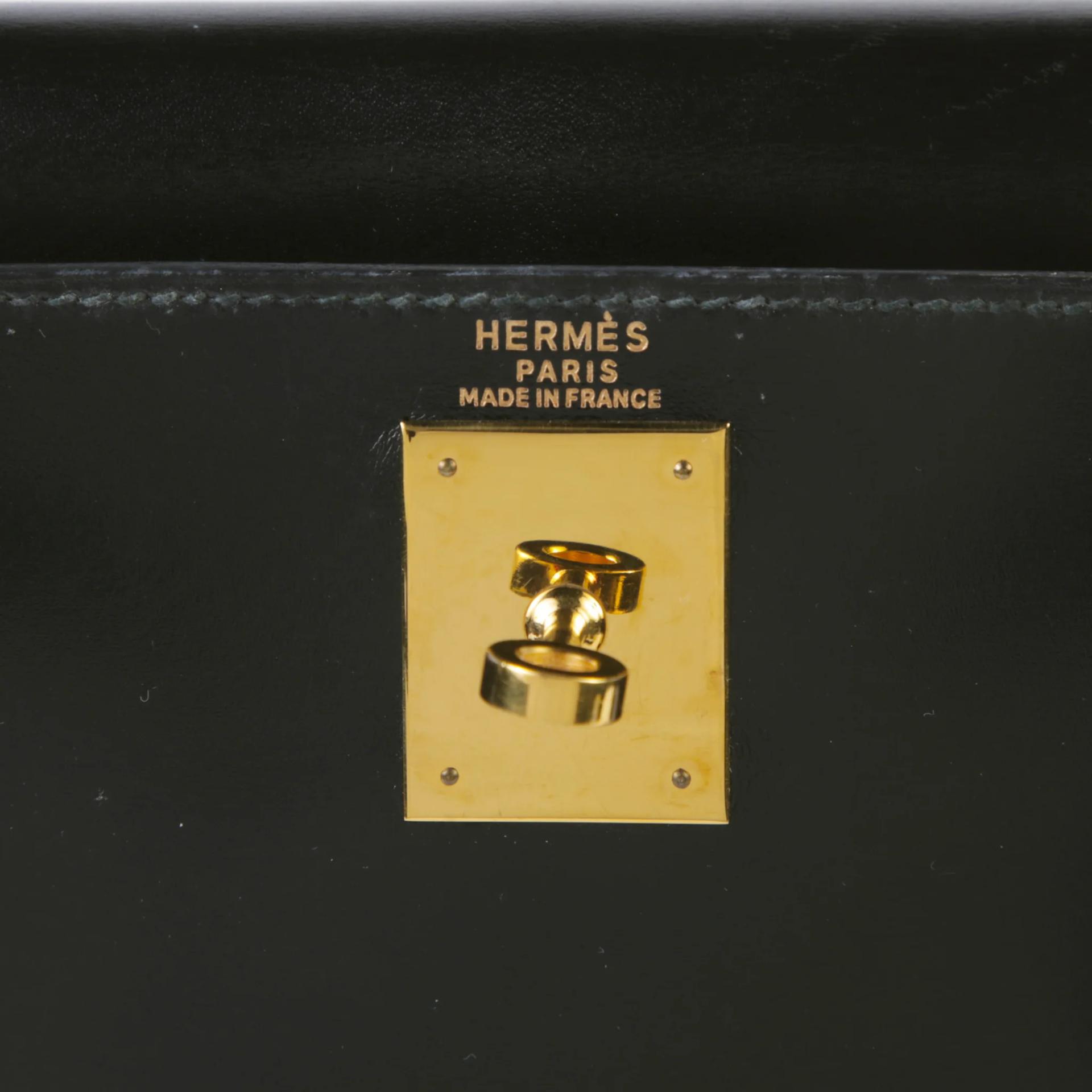 ランク A HERMÈS エルメス ケリー28  内縫い ブラック (89) ボックスカーフ ゴールド金具 〇S刻印 (1989) - 10