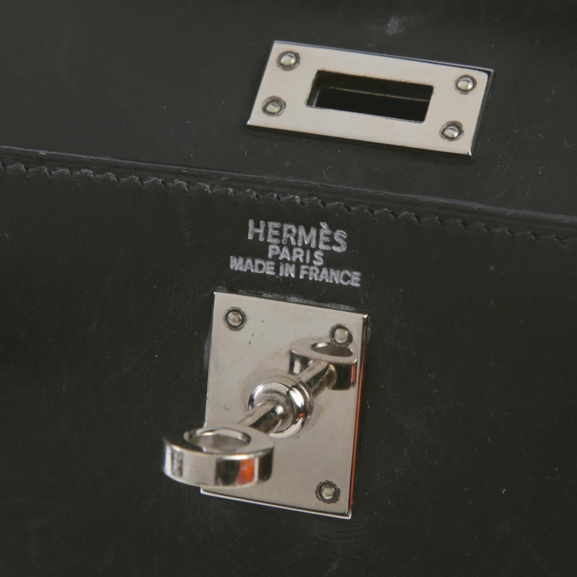 中古AB HERMÈS 愛馬仕 Mini Kelly 20 89 黑色 Noir (Black) Box牛皮 銀扣 □C刻 1999年 - 9