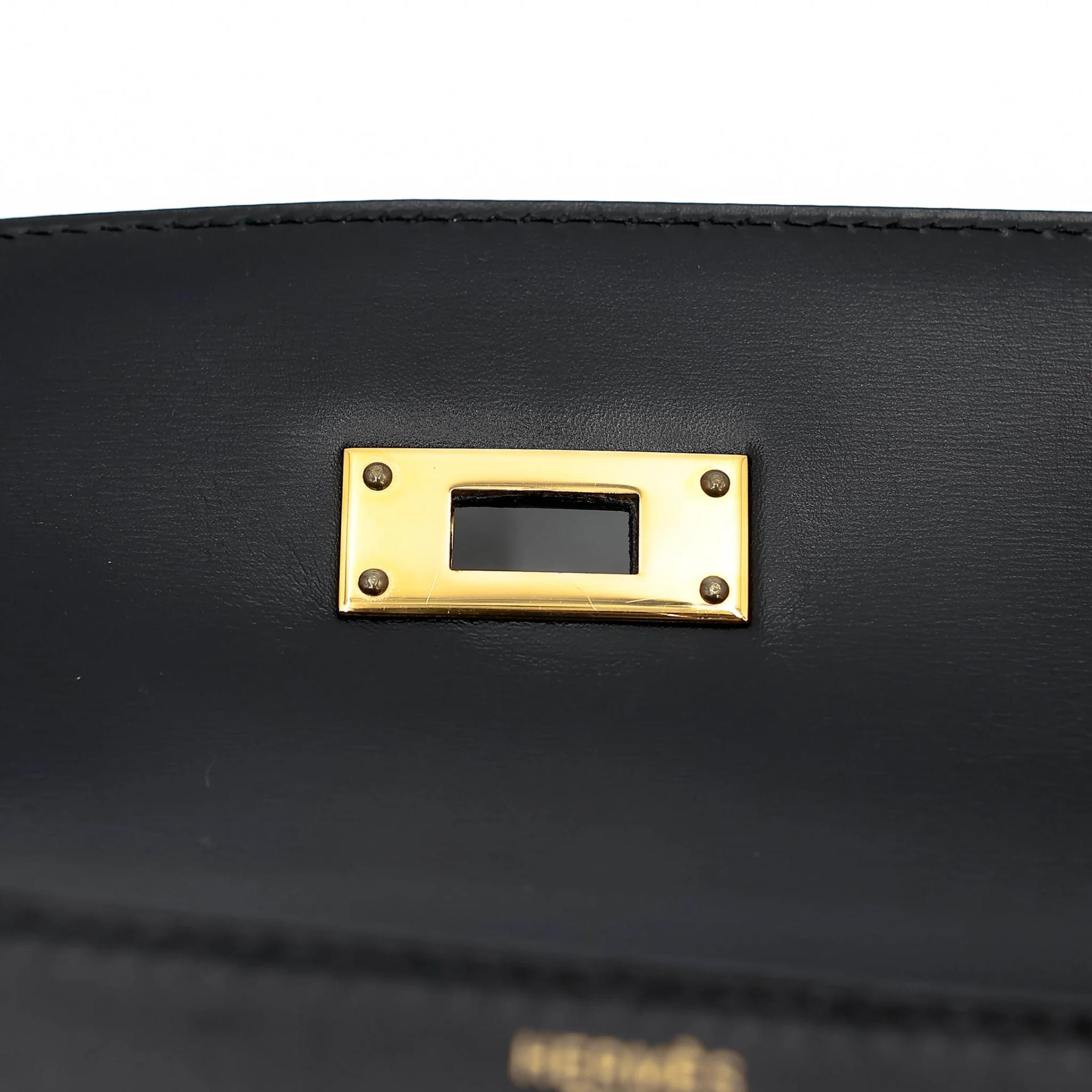 ランク A HERMÈS エルメス ケリー32 ブラック (89) ボックスカーフ ゴールド金具 □A刻印 (1997) - 26