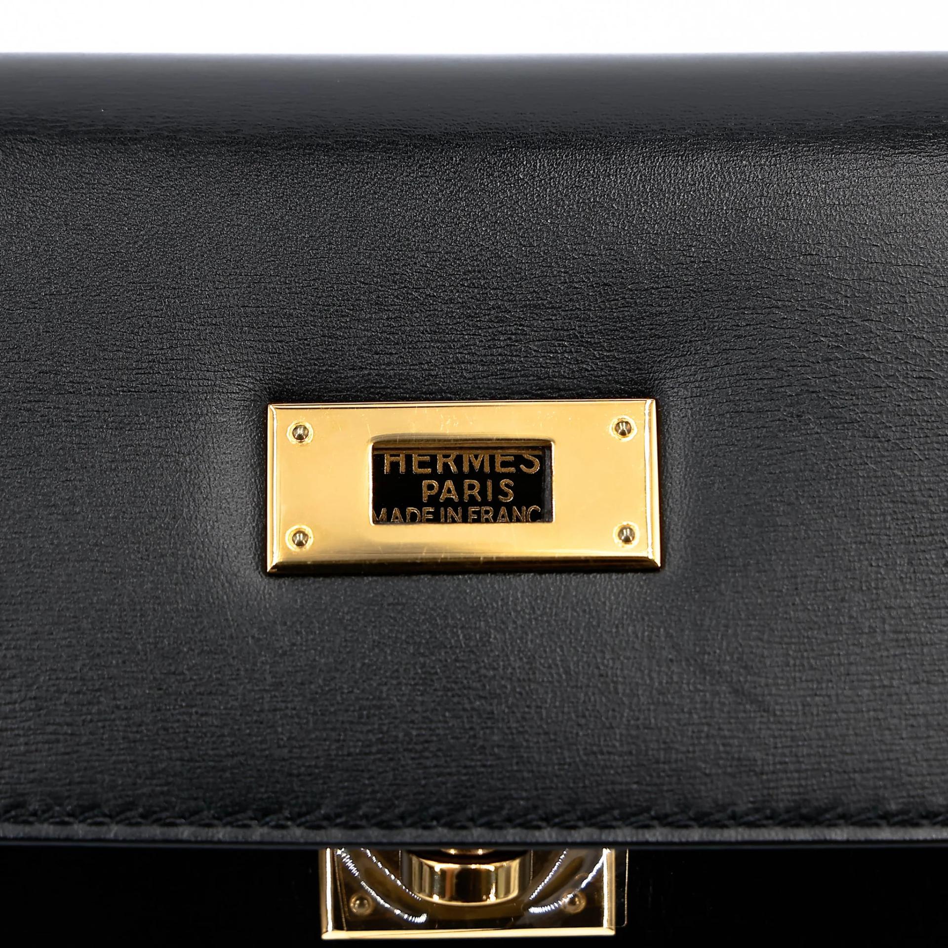ランク A HERMÈS エルメス ケリー32 ブラック (89) ボックスカーフ ゴールド金具 □A刻印 (1997) - 25