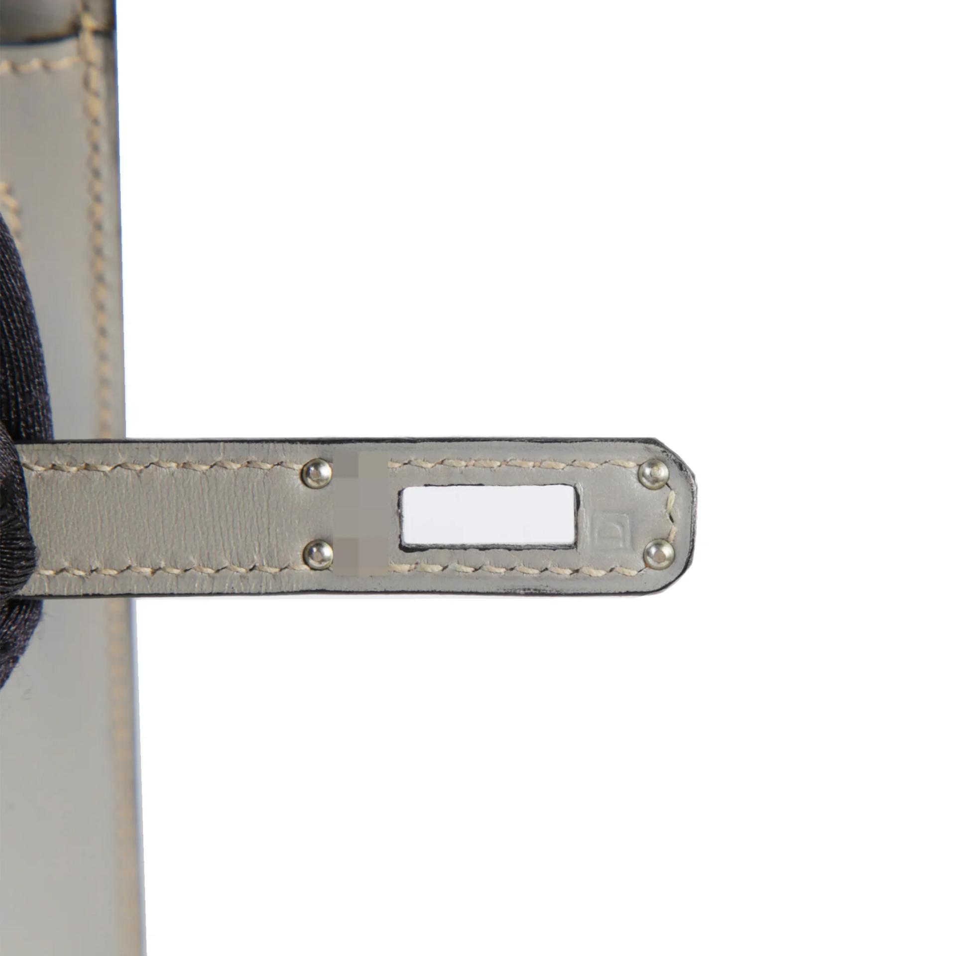 A美品 HERMÈS 愛馬仕 限量收藏款 Kelly 25 外縫 灰色 Vibrato 羊切皮 Box牛皮 銀扣 □D刻 2000年 - 10