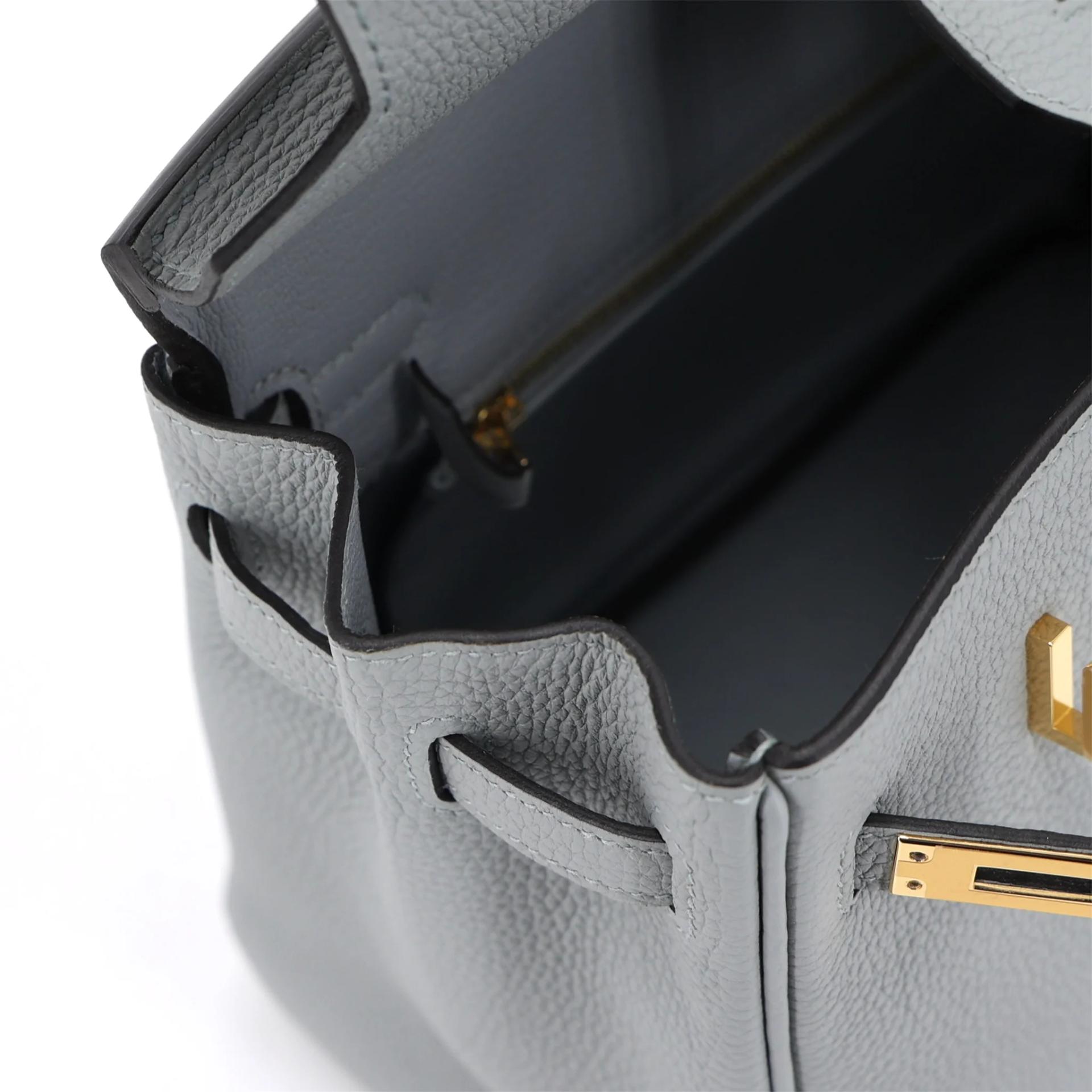 Brand New ( Rank N ) HERMÈS Birkin 25 Bleu Glacier (8U) Togo Gold hardware K (2025) - 12